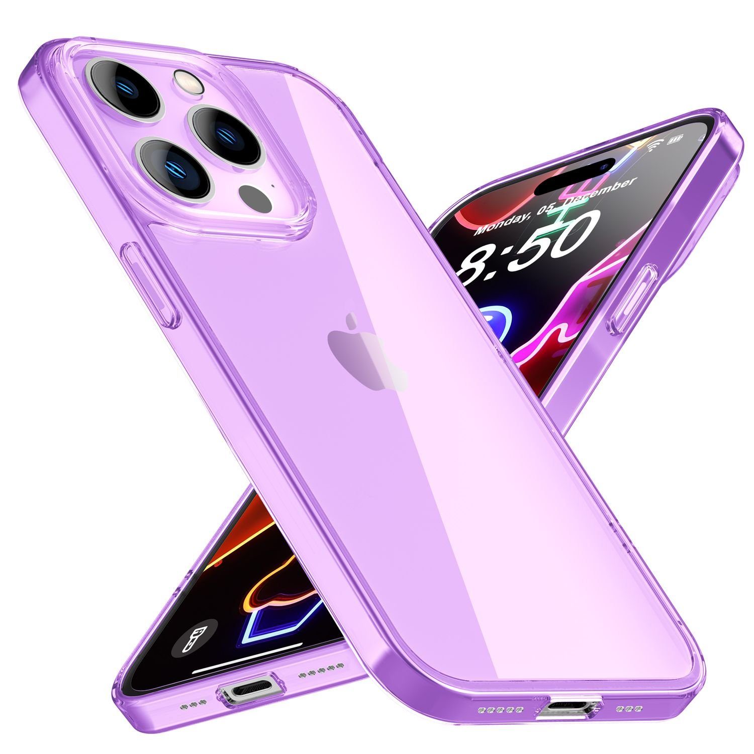 Nalia Smartphone-Hülle Apple iPhone 14 Pro Max 17 cm (6,7 Zoll), Klare Neon Silikon Hülle / Bunt Leuchtend / Durchsichtig / Flexibel