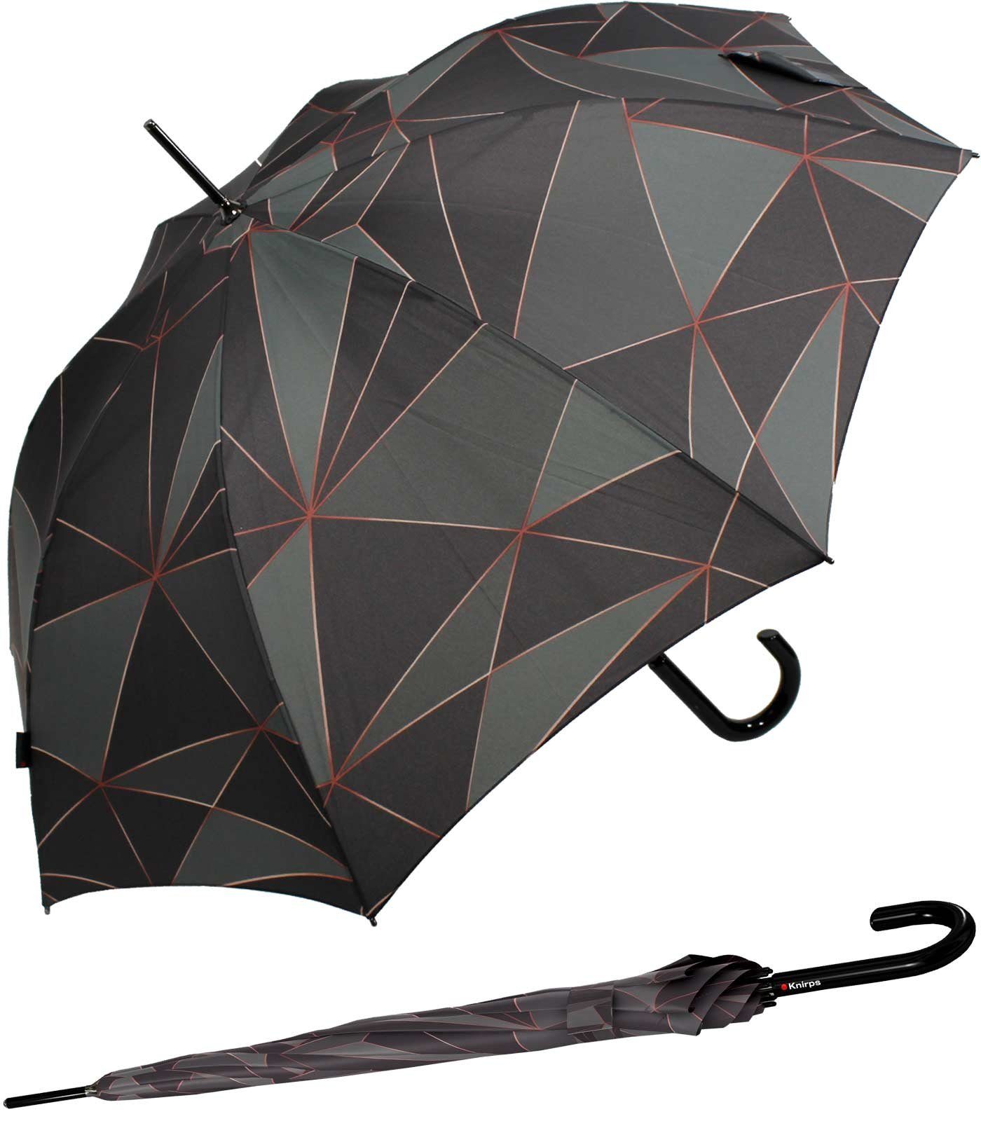 Langregenschirm Automatik, groß, Schirm für stabil durch und leicht im großer, Damen Knirps® Dach grau mit leichter Fiberglas