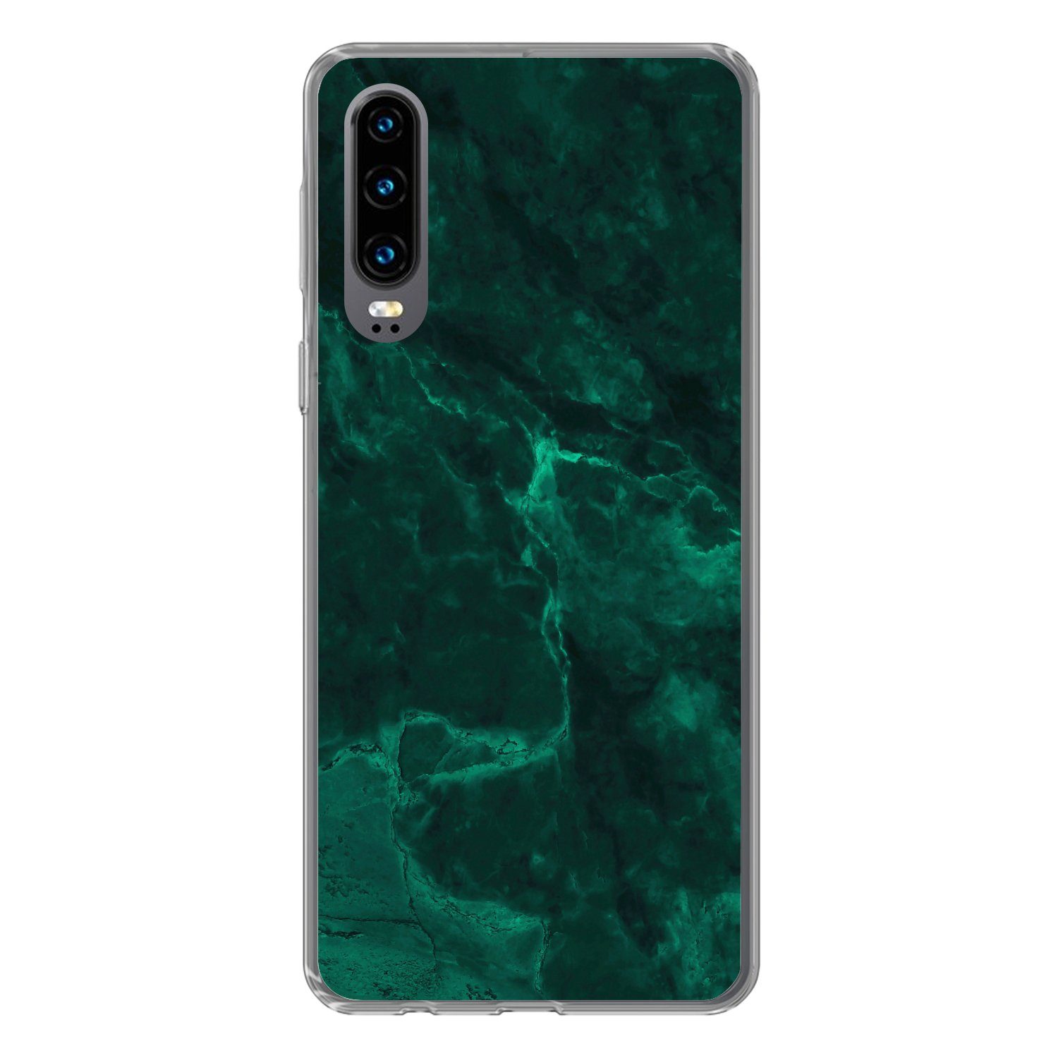 MuchoWow Handyhülle für Huawei P30 Marmor - Limone - Grün - Strukturiert - Marmoroptik, Handy Case, Silikon, Bumper Case Dünn