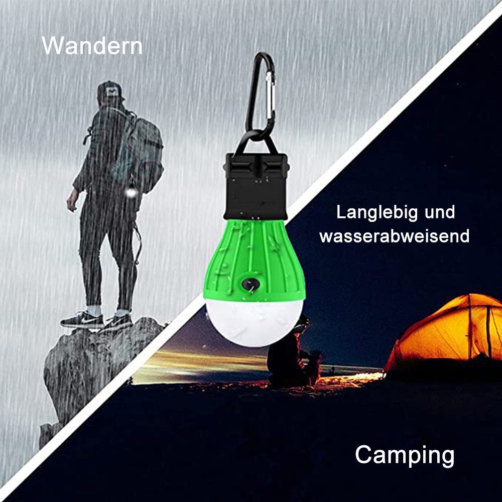 zggzerg LED Arbeitsleuchte Campinglampe, 4 Campinglaterne LED mit Stück Karabiner Tragbare Mehrfarben
