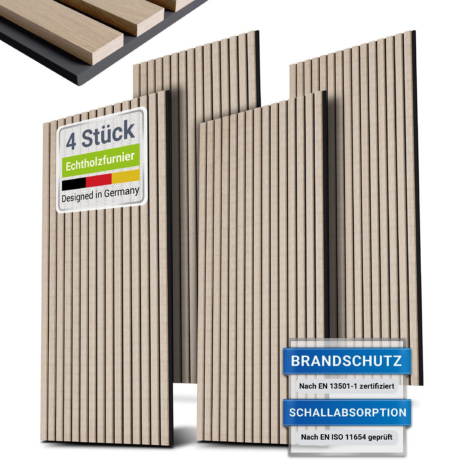 Juskys Wandpaneel, BxL: 60x120 cm, Schallabsorbierend, modernes Holzfunier, günstig online kaufen