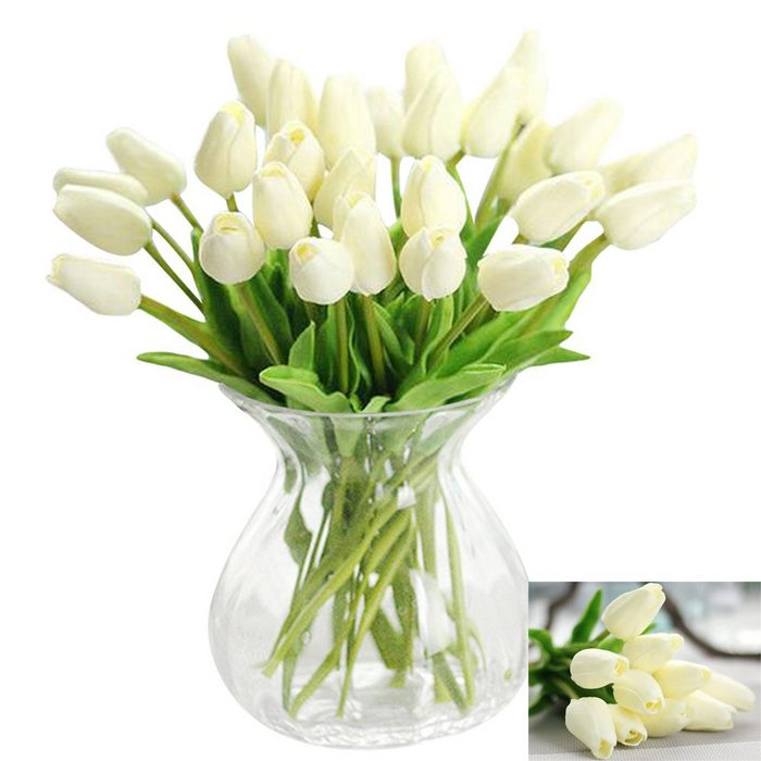 Kunstblume 30 STK PU Real Touch Latex Künstliche Tulpen Gefälschte Tulpen Blumen Devenirriche