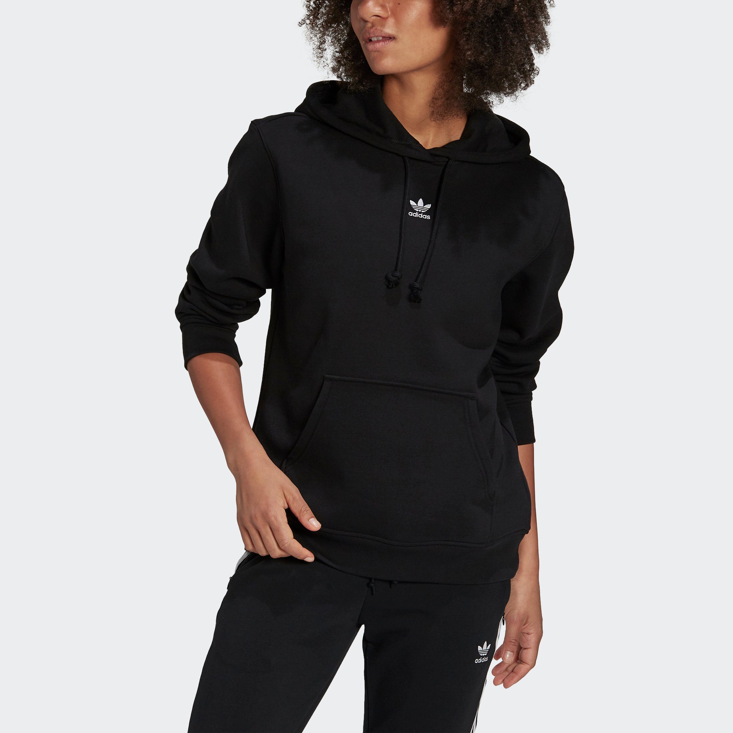 ESSENTIALS Originals ADICOLOR adidas HOODIE Kapuzensweatshirt BLACK FLEECE