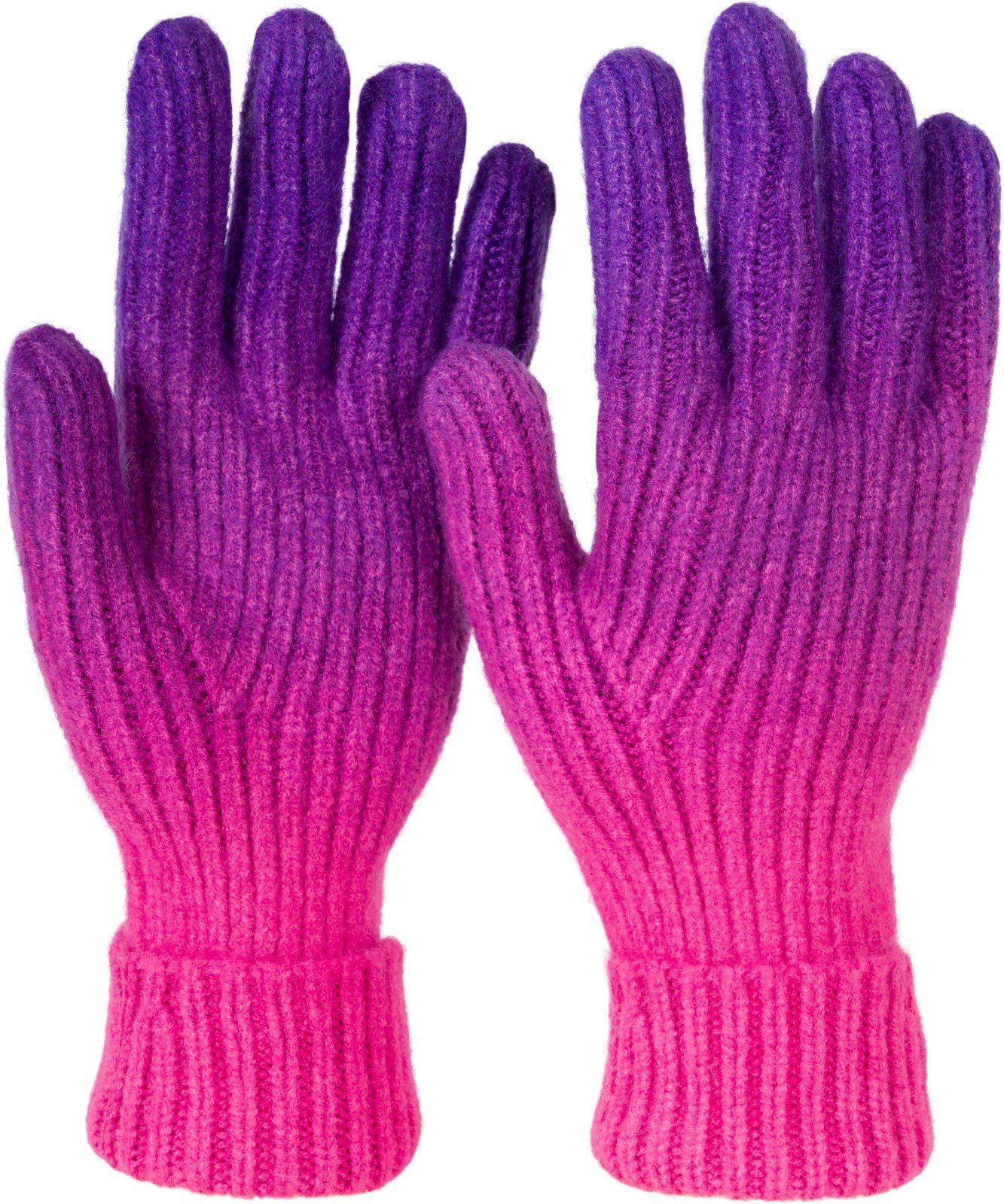 styleBREAKER Strickhandschuhe Strickhandschuhe Farbverlauf Muster Violett-Pink