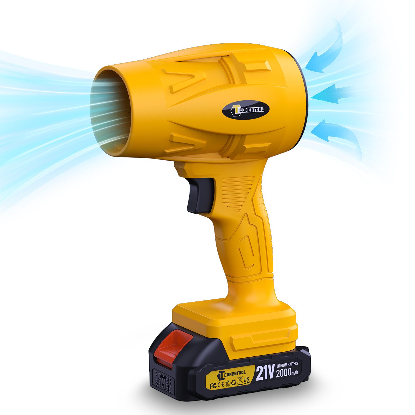 CONENTOOL Akku-Laubbläser Turbo Gebläse, mit 2.0Ah Akkus, Elektrische Staubgebläse, Mini Akku Gebläse