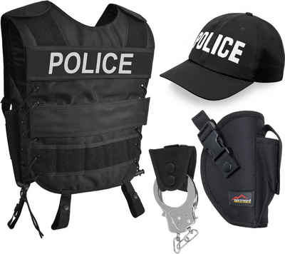 normani Polizei-Kostüm, Karnevalkostüm Kostüm Security Weste inkl. Holster, Handschellen und Mütze
