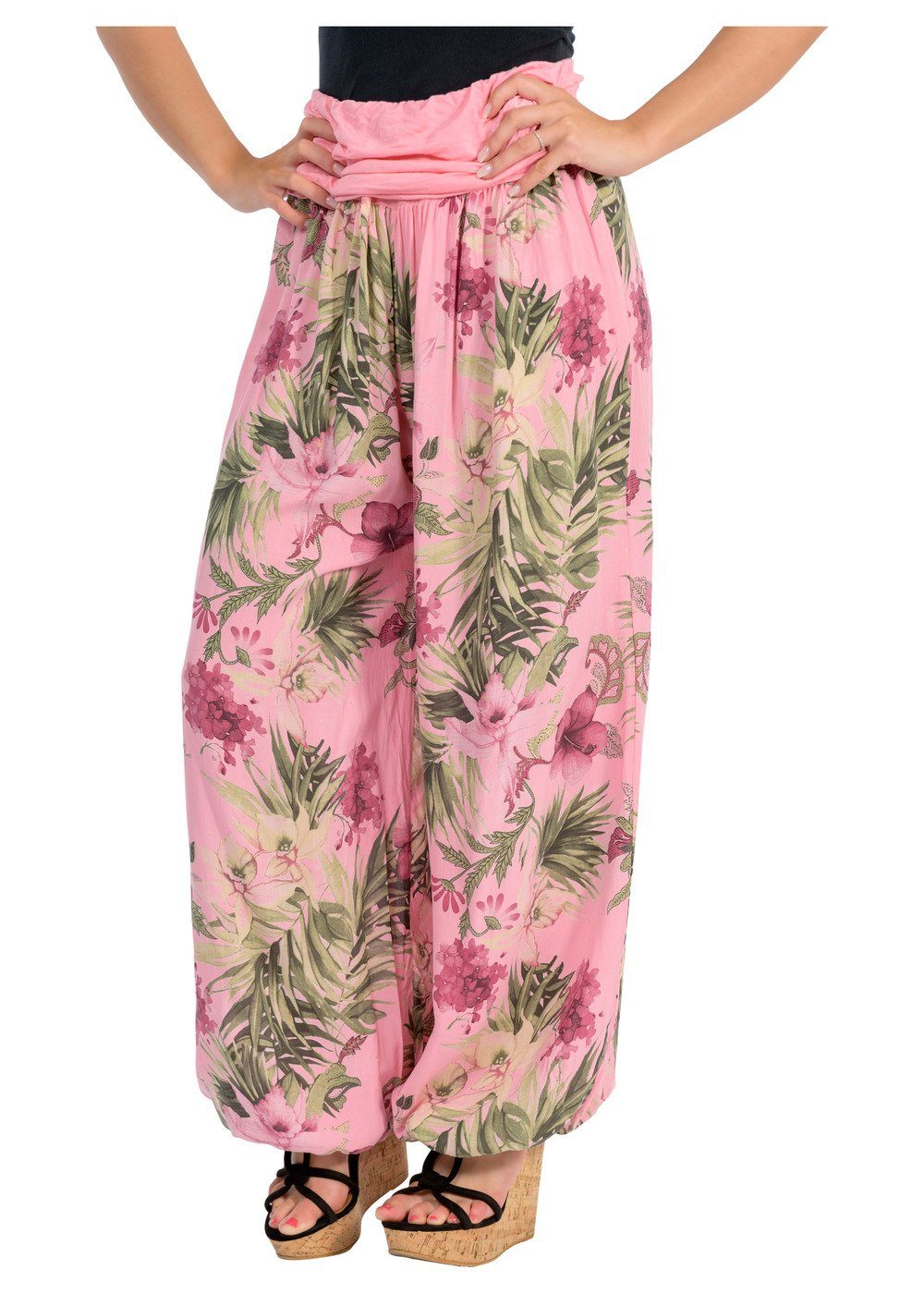 malito more than fashion Haremshose 8939 Aladinhose mit floralem Muster Einheitsgröße rosa