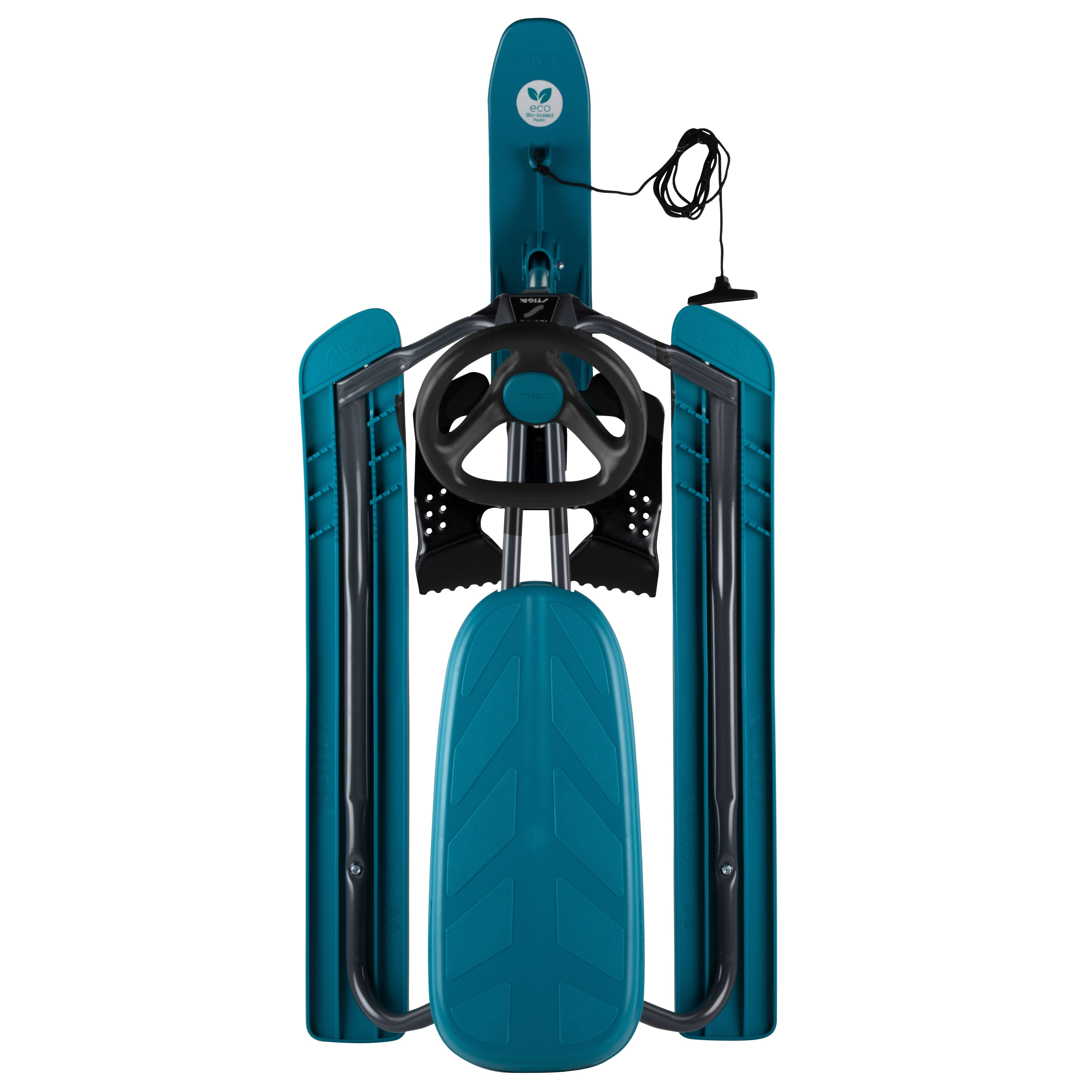 STIGA Sports Lenkschlitten Snow Racer Iconic BIO, Lenkschlitten mit Metallrahmen und Fußbremse