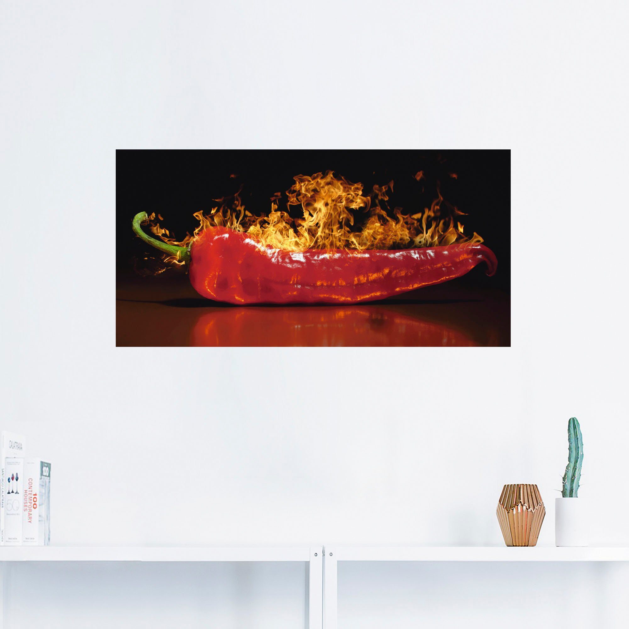 Artland Wandbild Roter scharfer Leinwandbild, Chilipfeffer, Größen in (1 Poster Wandaufkleber versch. Alubild, oder St), Lebensmittel als