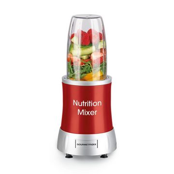 GOURMETmaxx Standmixer Nutrition Mixer - 7 Funktionen Deluxe Smoothie rot, 1000,00 W, 10 teiliges Set, inkl. to go Deckel