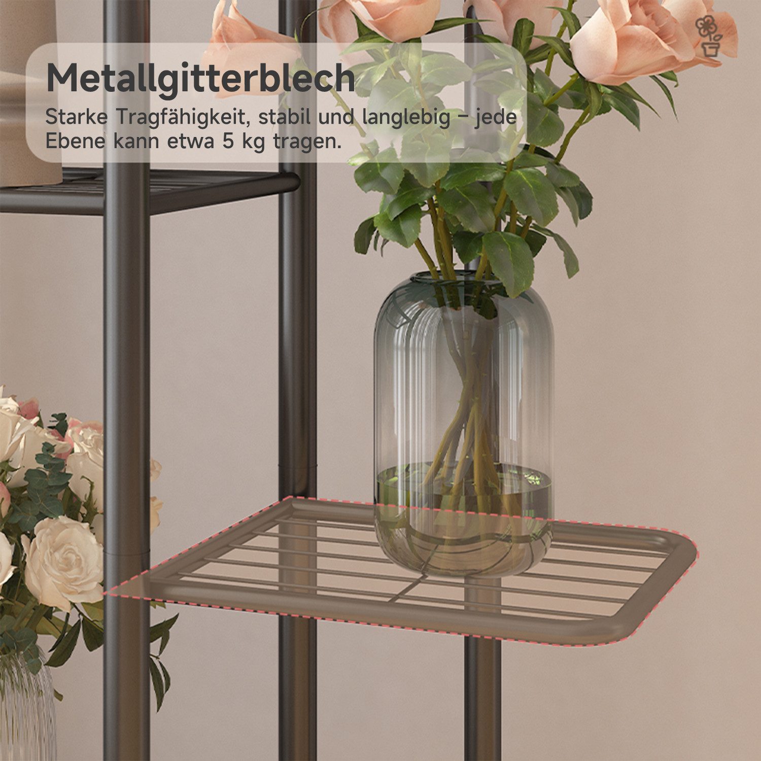 OSTWOLKE Blumenständer Metall Pflanzenständer Pflanzentreppe Blumentreppe günstig online kaufen