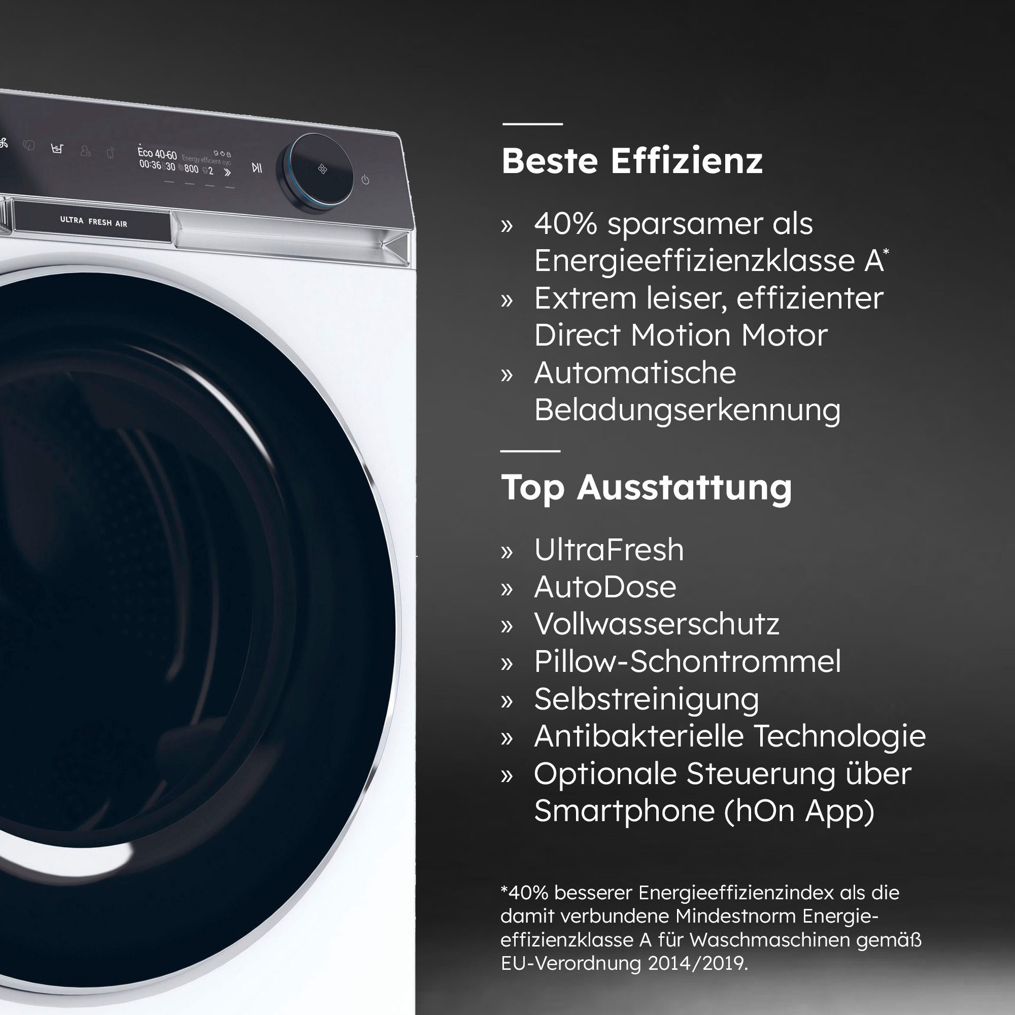 Haier Waschmaschine X Serie 11 HW110-BD14397U1, 11 kg, 1400 U/min, UltraFresh: Hält die Wäsche bis zu 12 Std. frisch