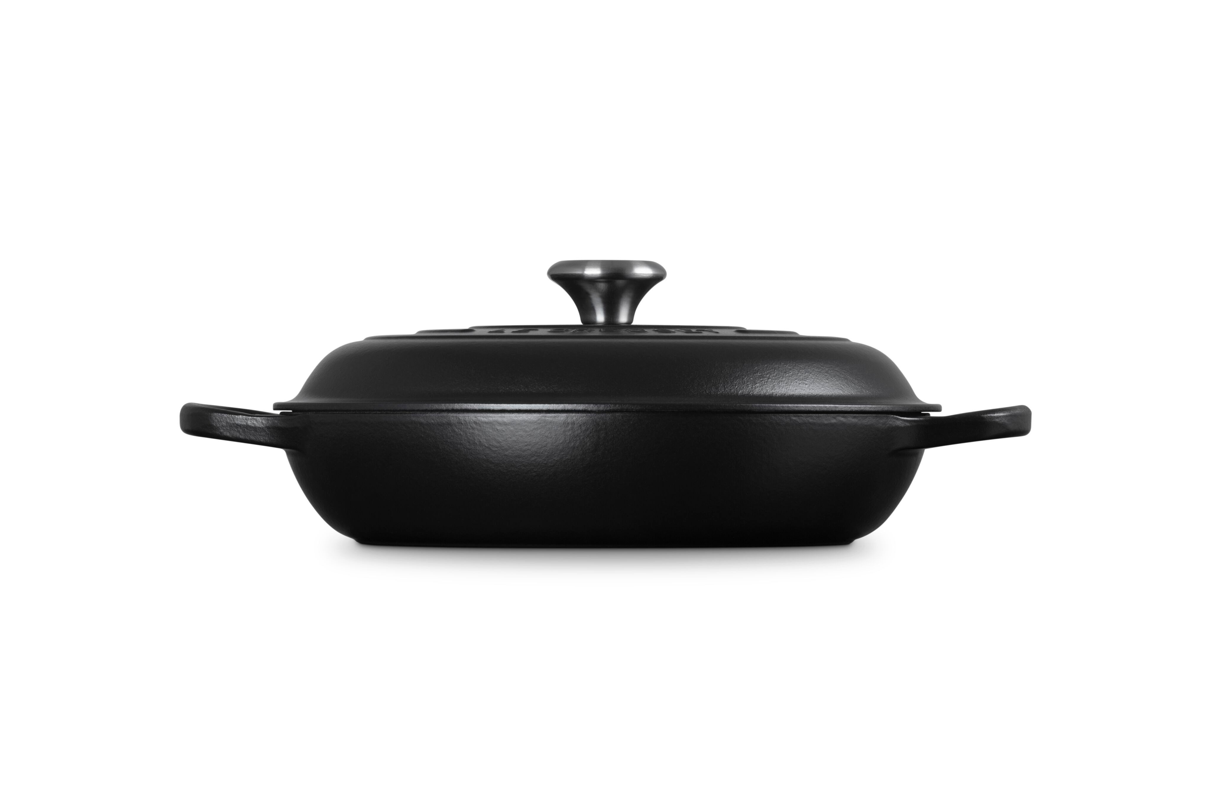 LE CREUSET Bratentopf Gourmet-Profitopf, Gusseisen, Ø 30 cm, 6,7 l, 5,56 kg, Schwarz Matt, 21180300000430