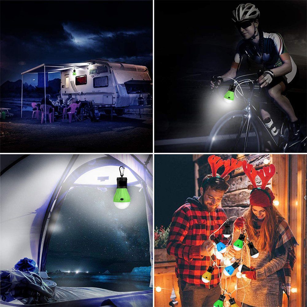 Campinglaterne mit Stück LED Tragbare 4 LED zggzerg Karabiner Mehrfarben Campinglampe, Arbeitsleuchte
