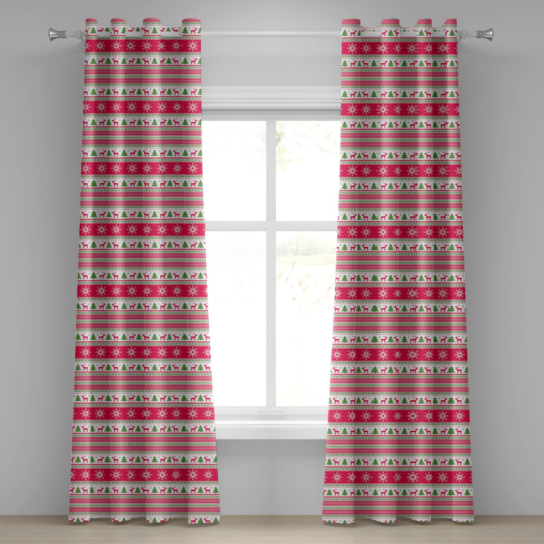 Gardine Dekorative 2-Panel-Fenstervorhänge für Schlafzimmer Wohnzimmer, Abakuhaus, nordisch Needlework Stil Weihnachten