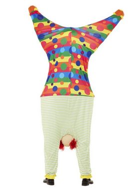 Smiffys Kostüm Upside Down Clown Kostüm, Witziges Ganzkörperkostüm mit der Illusion eines kopfstehenden Clown