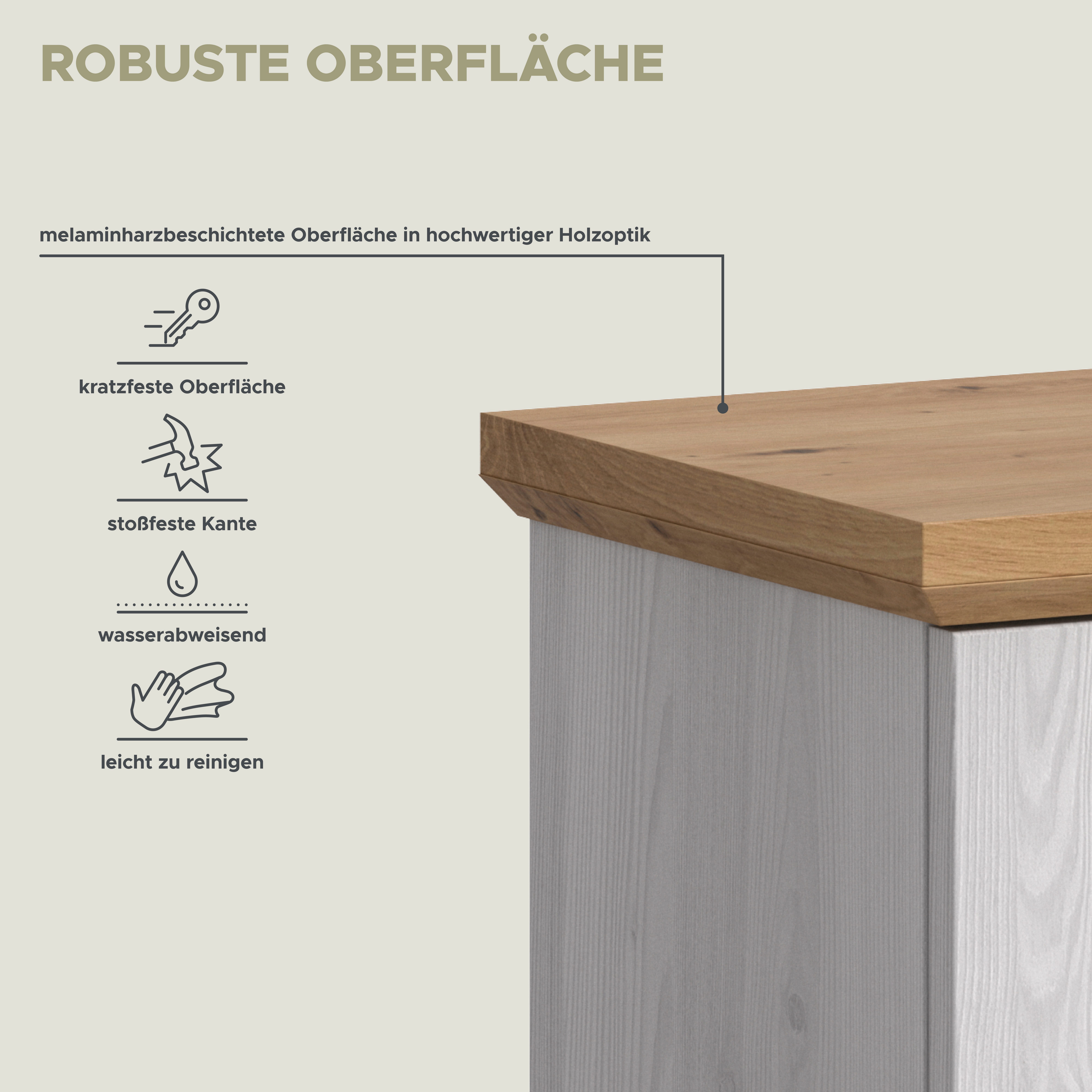 welltime Hochschrank COSENZA, Höhe 187cm, 4 Türen, 1 Schubkasten, 1 offenes Fach (1-St., in Landhausoptik, mit weiteren Artikel der Serie kombinierbar) Hochschr – Bild 5 von 5