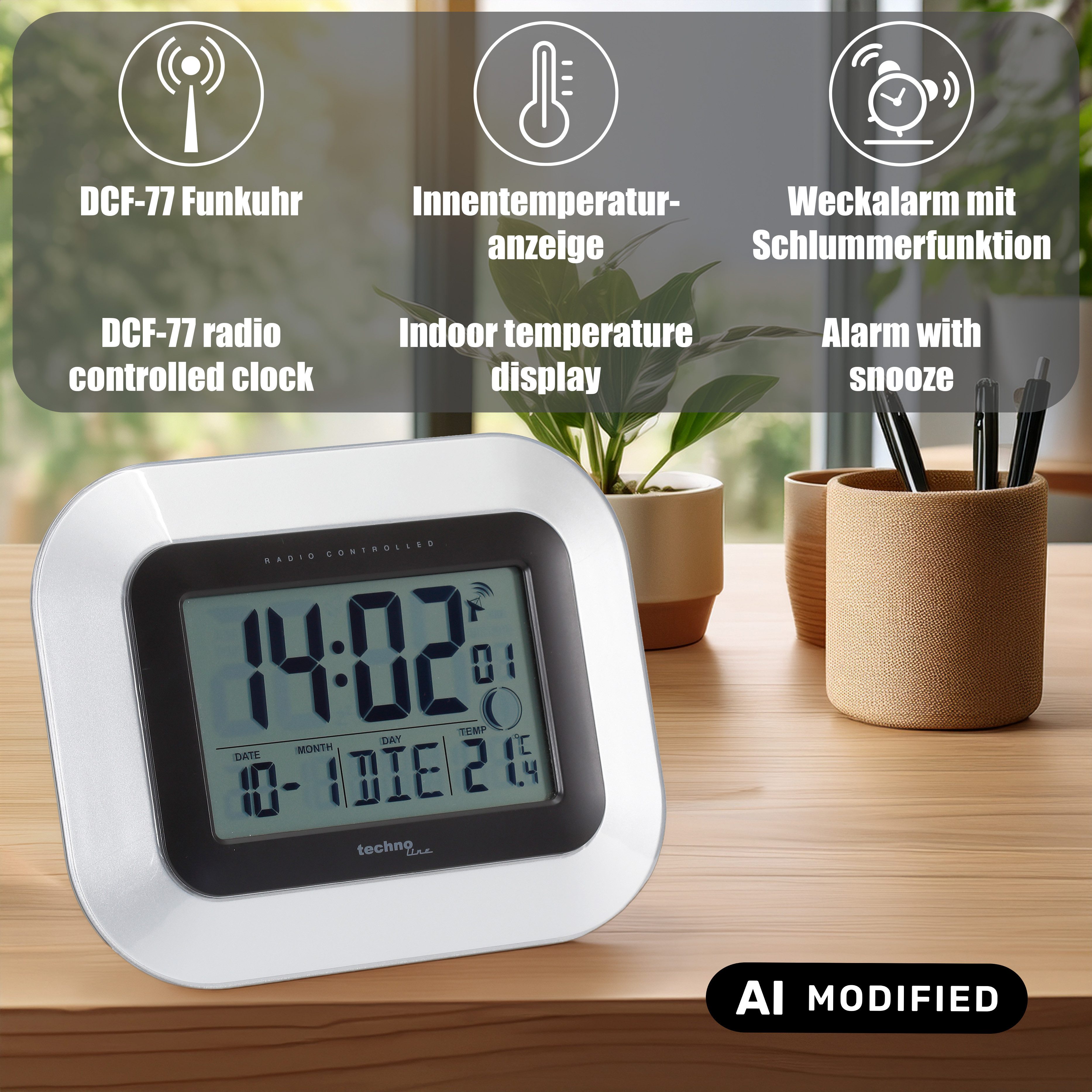 technoline Funkwanduhr WS 8005 (mit Temperaturanzeige) – Bild 4 von 5