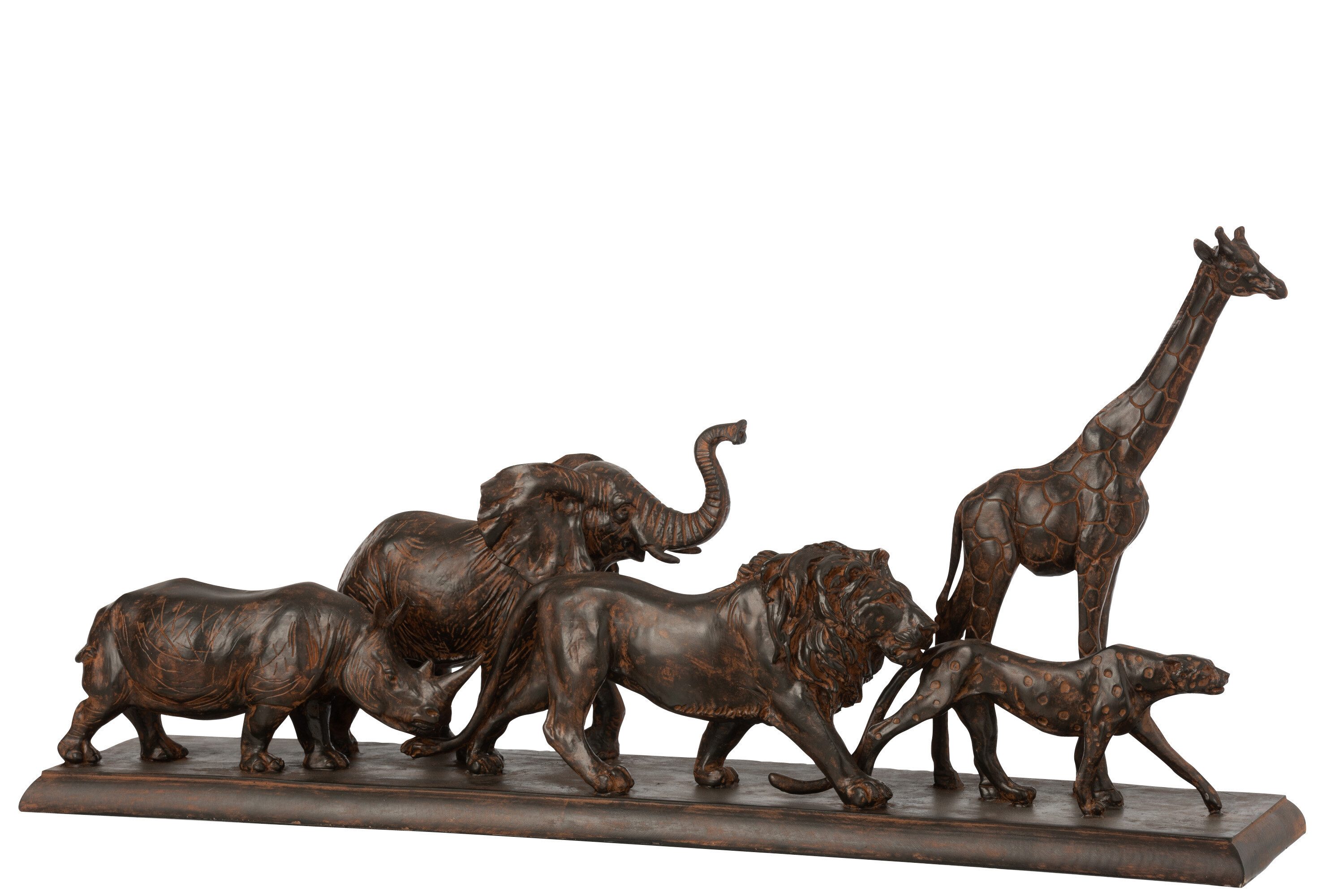 Tierfigur Figur 5 Tiere Afrika Elefant Giraffe auf Sockel Braun