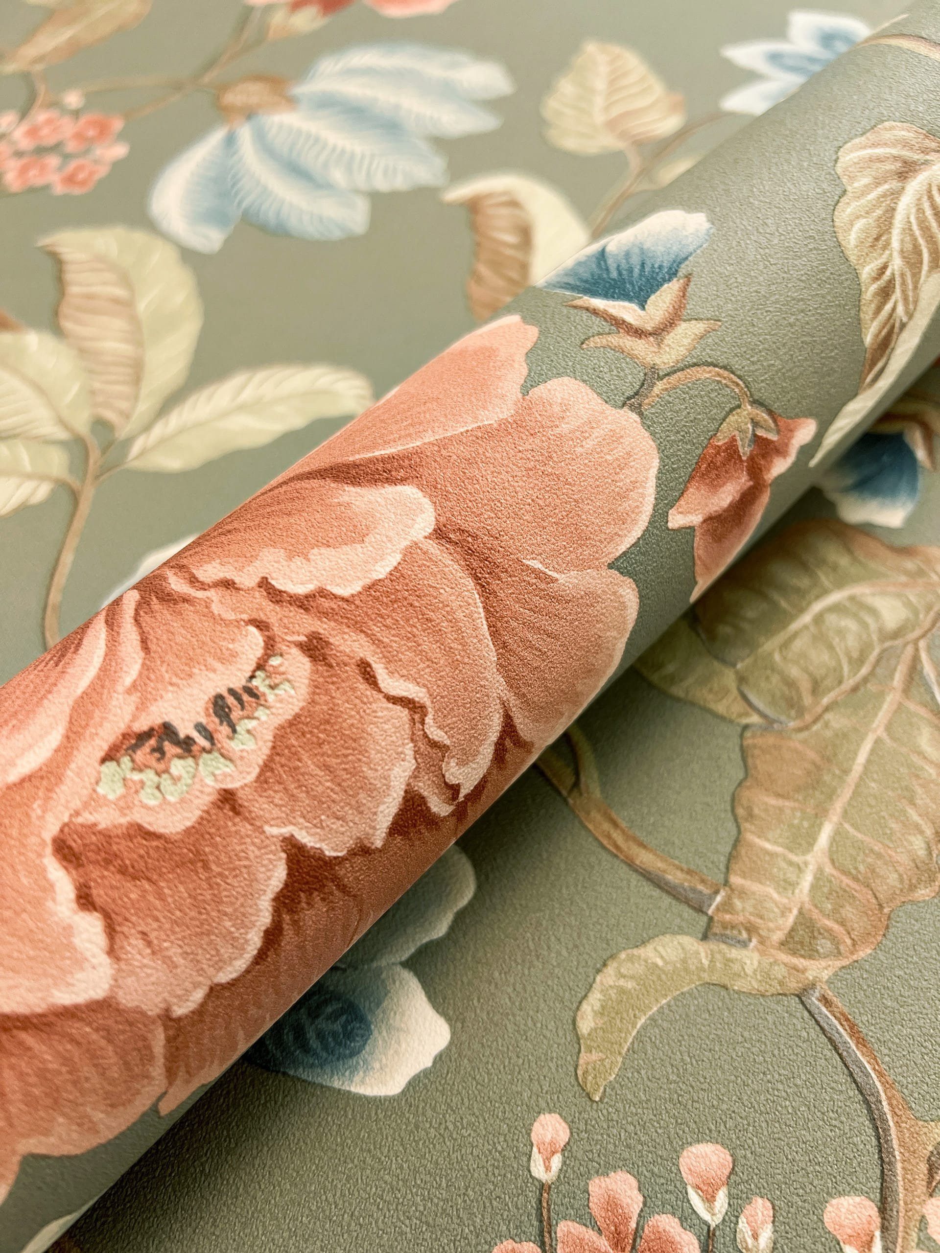 Newroom Vliestapete, Grün Tapete Floral Blumen günstig online kaufen
