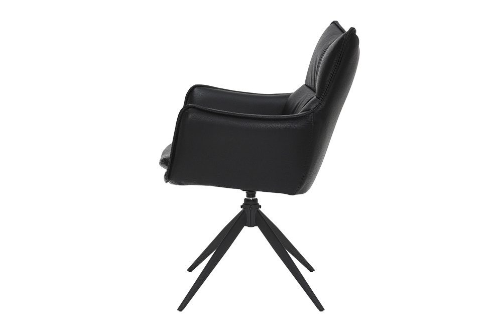 riess-ambiente Drehstuhl VOGUE schwarz - Kunstleder, Metallgestell, 360° drehbar, mit Armlehne (Einzelartikel, 1 St), moderner Polsterstuhl - ideal für Ess-, Ar – Bild 4 von 5