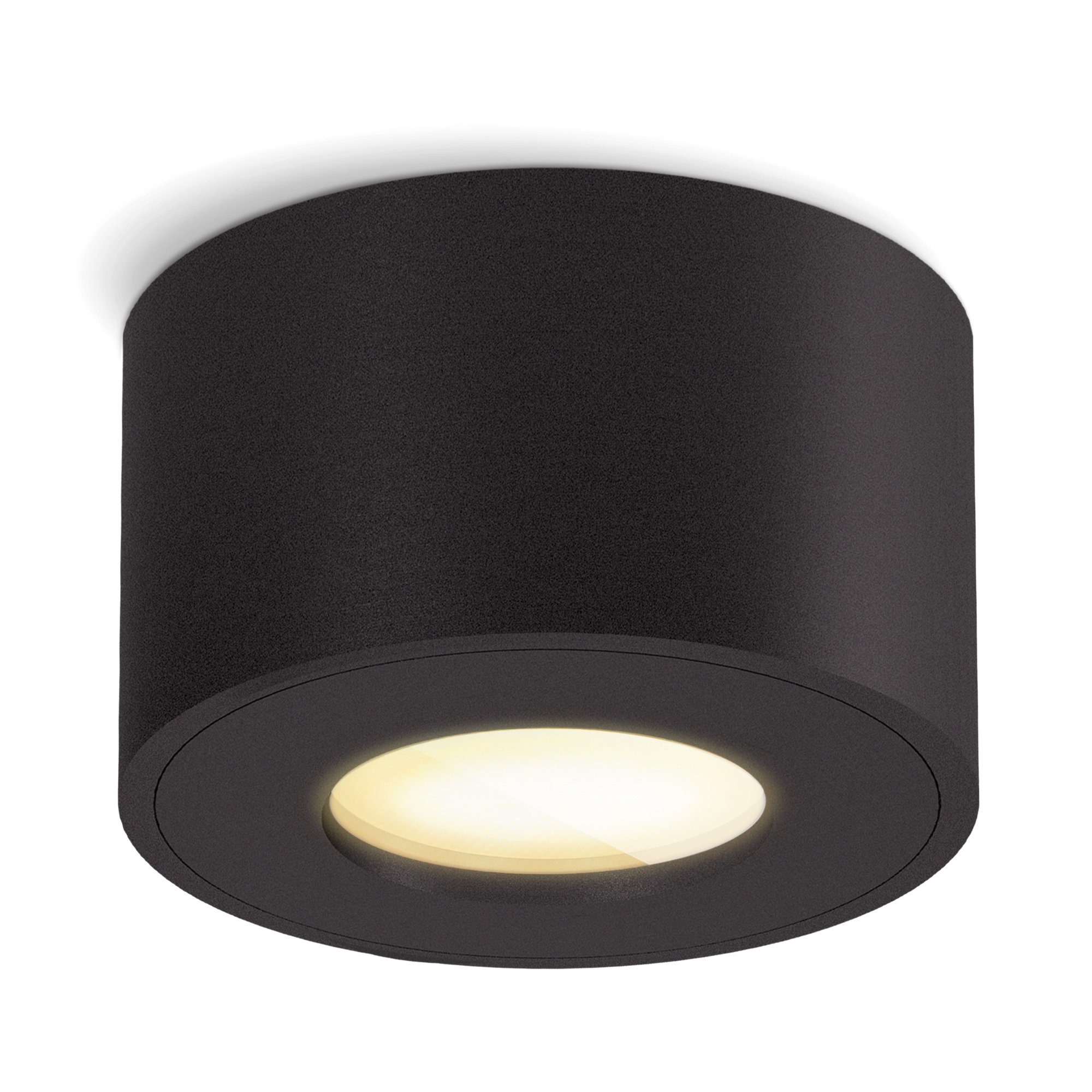 SSC-LUXon schwarz mit Modul Spot Aufputz dimmbar Aufbauleuchte 5W, flach IP44 LED Warmweiß in CELI-1