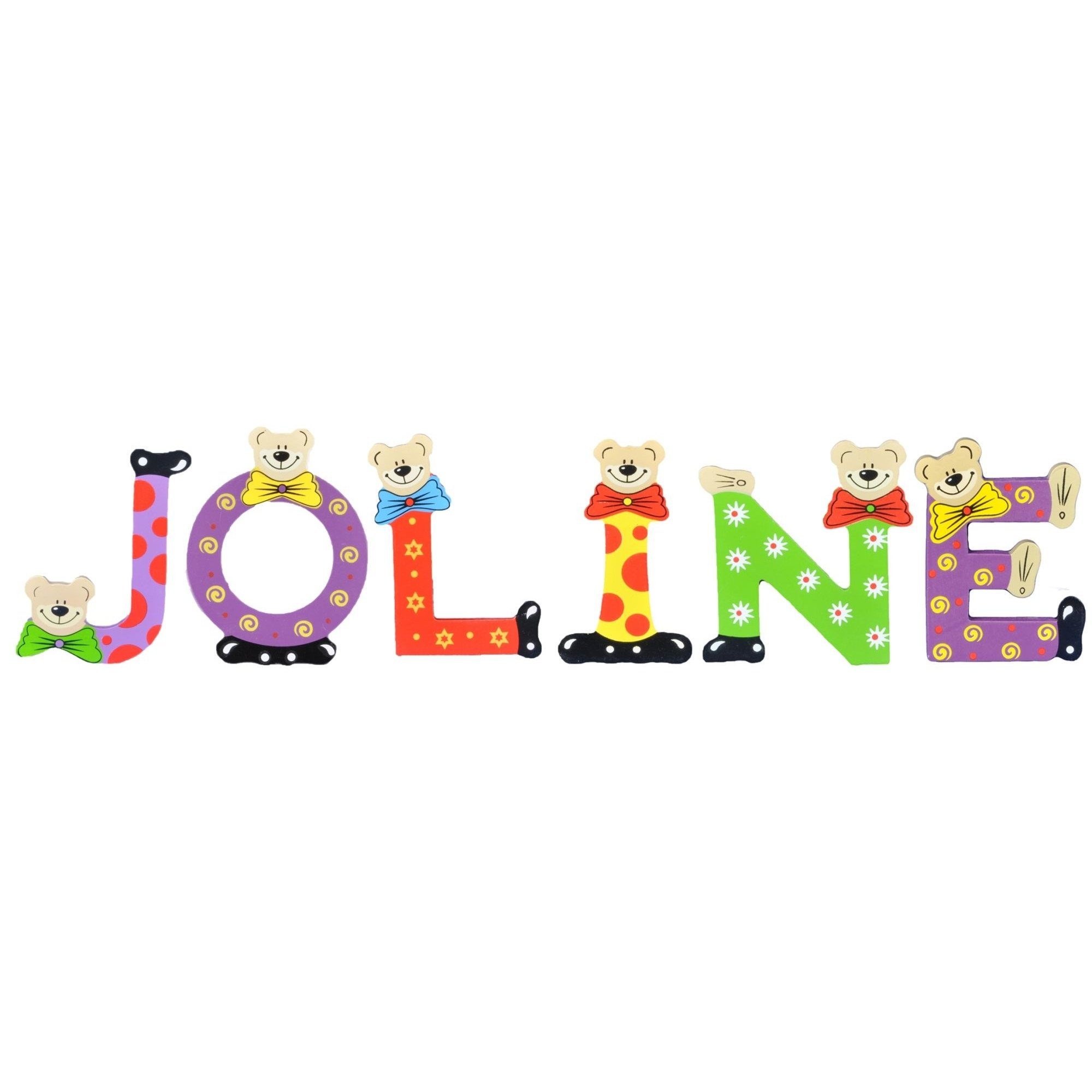 Playshoes Deko-Buchstaben (Set, 6 St), Kinder Holz-Buchstaben Namen-Set, JOLINE - sortiert