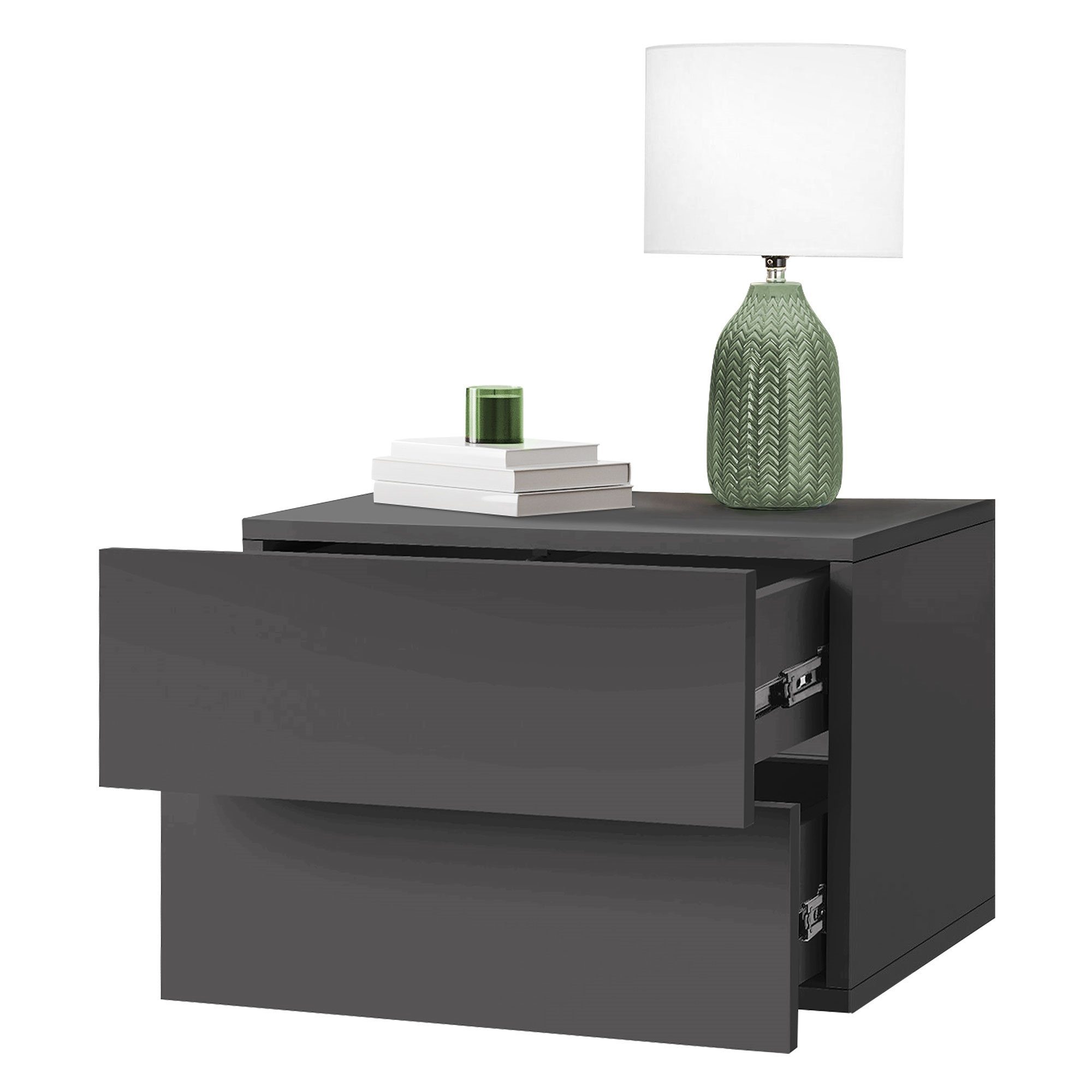 ML-DESIGN Nachttisch Nachttisch mit 2 Schublade 42x29x30 cm Dunkelgrau aus  Holz