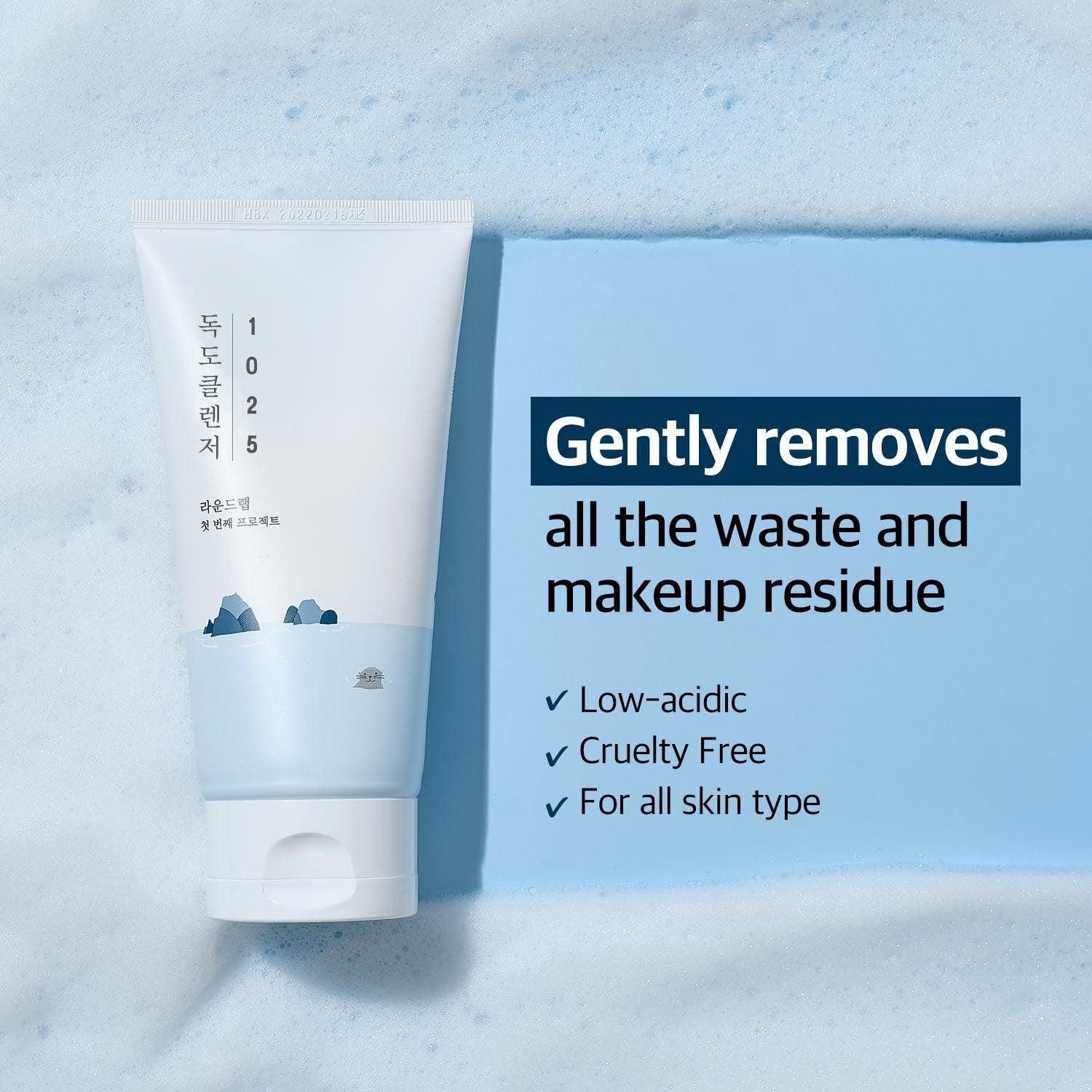 Round LAB Gesichts-Reinigungsmousse 1025 Dokdo Foam Cleanser - Sanfte Tiefenreinigung, 74 natürliche Mineralien, pH-neutral, hypoallergen, tiefenwirksam