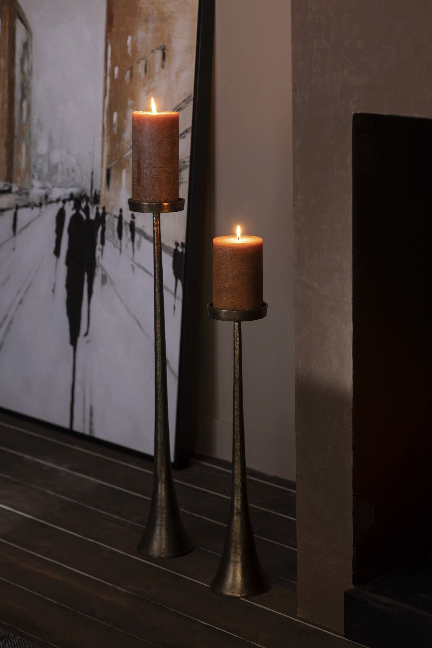 Bronze 2er Dekoobjekt Ihr od Kerzenhalter GILDE Zuhause 62cm für Eleganz Set Exklusives