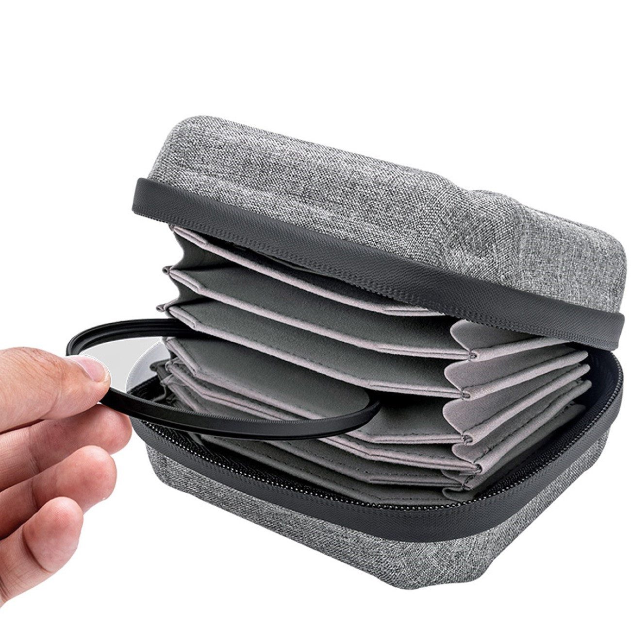 JJC Filtertasche für 10 Filter bis 95mm Durchmesser Grau Foto-Filter-Sets