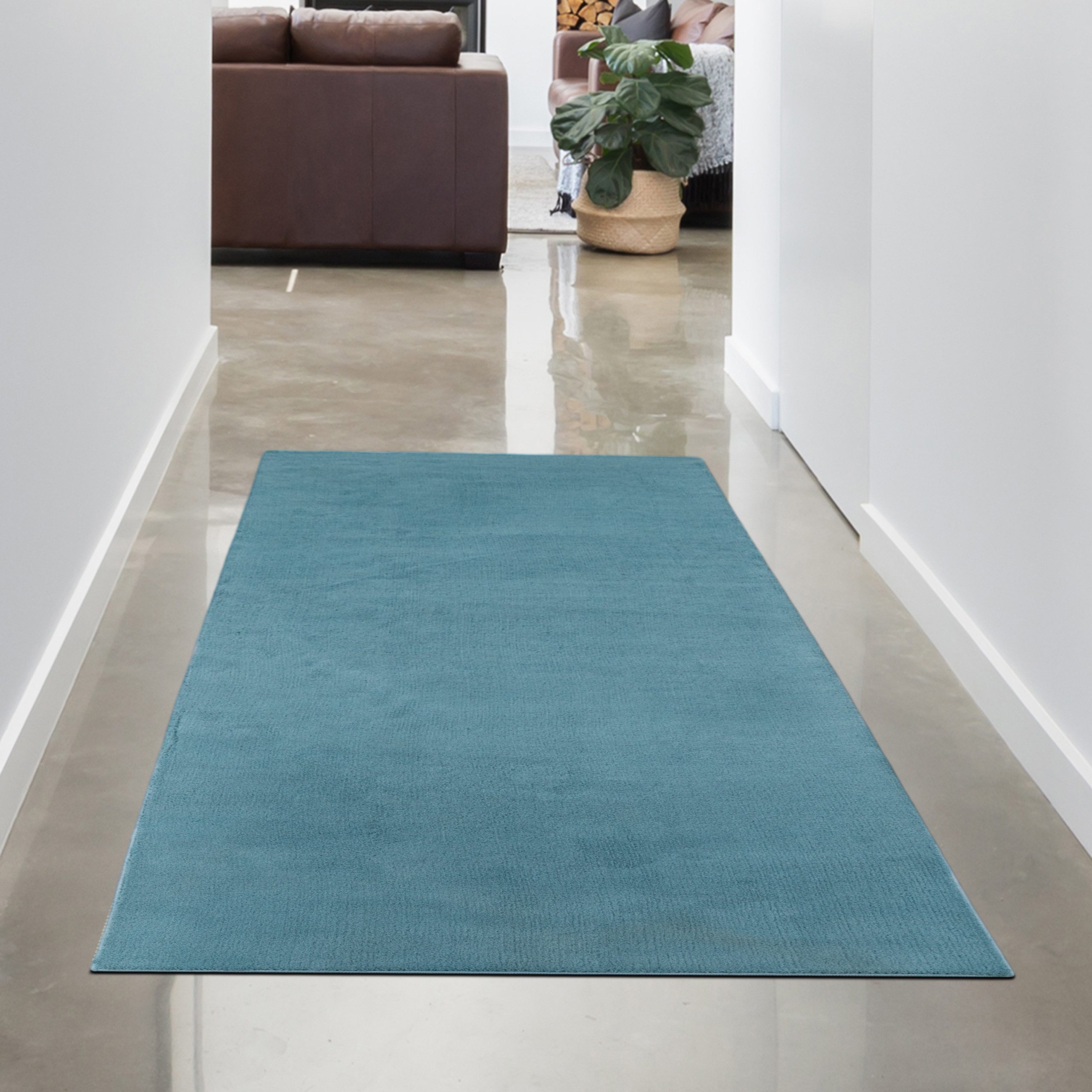 Carpetia Teppich Moderner Teppich türkis samtig weich pflegeleicht, rechtec günstig online kaufen