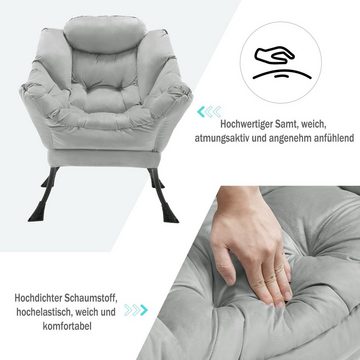 EUGAD Relaxsessel (1-St), Sessel Samt, Liegesessel, mit Armlehnen Rüchenlehe