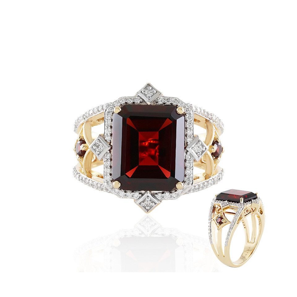 Diamantring Mosambik-Granat 585 Goldring, 6,76g, 6,91ct
