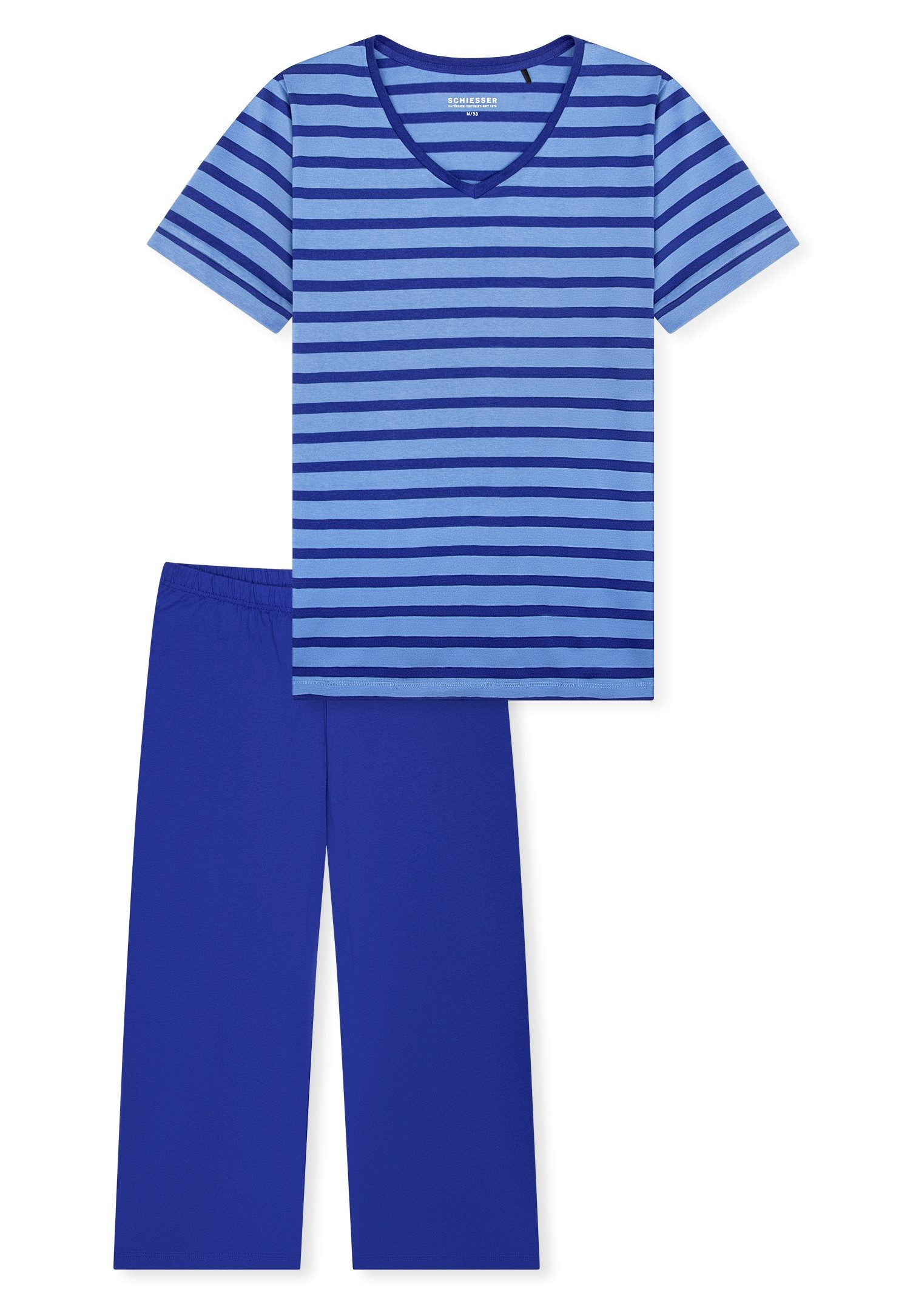 Schiesser Schlafanzug Casual Essentials mit modisch umgeschlagenen Ärmeln