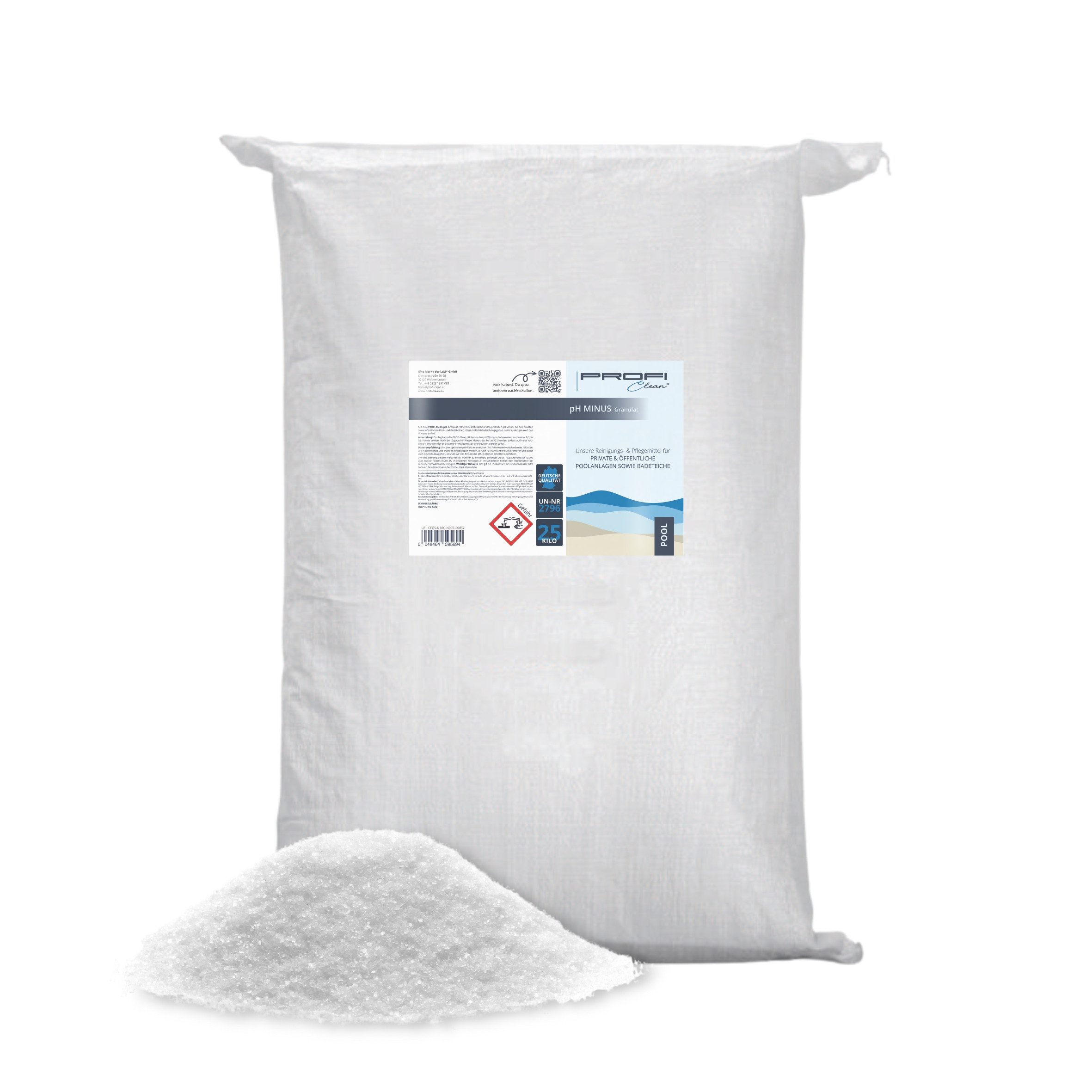 PROFI-clean® Poolpflege pH- Granulat pH Senker im 25 Kg Sack