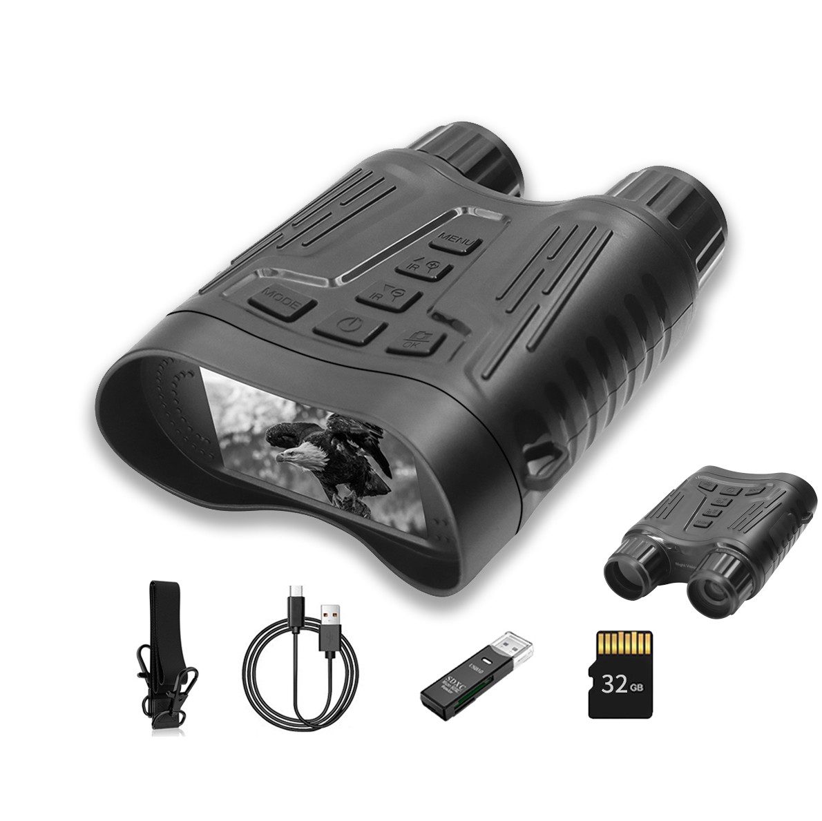 Tekoo Nachtsichtgerät Digitales Nachtsichtgerät 4K, 300m Sicht, Akku & 32GB Karte, 4K Videoauflösung & 300m Sichtweite im Dunkeln