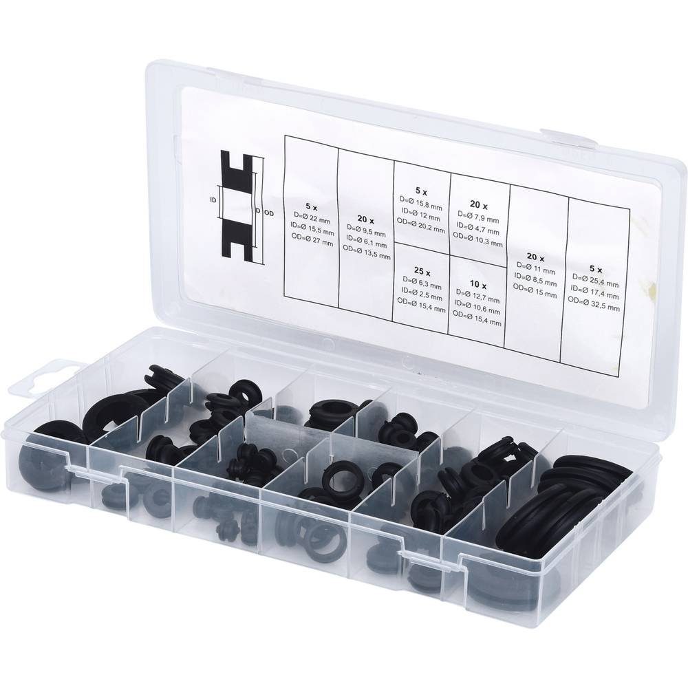 KS Tools Kabelführung Sortiment Gummi-Durchgangstüllen, 110-tlg 970.0050
