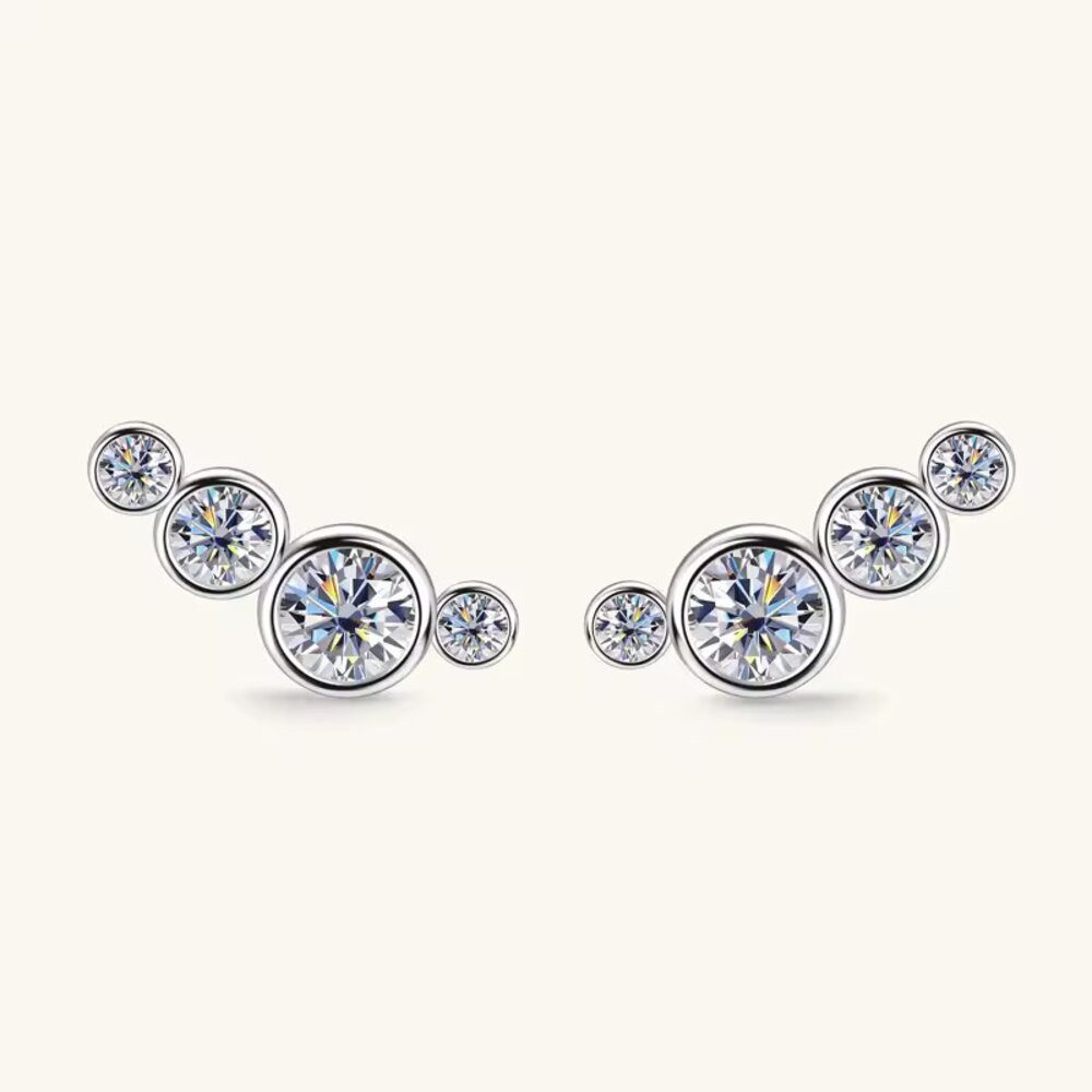 ROUGEMONT Paar Ohrstecker Funkelnde Moissanit Damen Ohrstecker Layering Design Gold, Echtschmuck mit Echtheitszertifikat – Bild 3 von 5