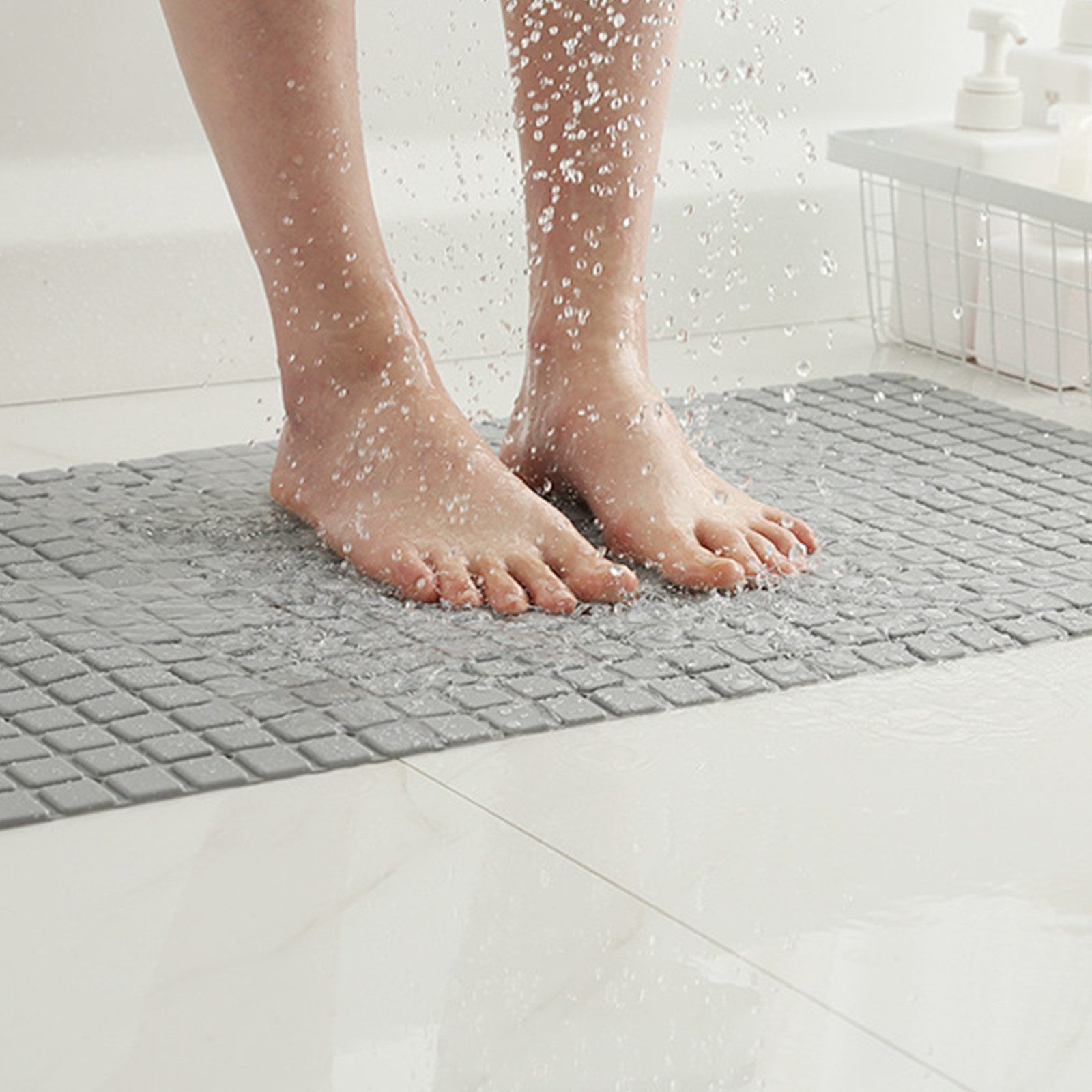 HAUSS SPOLE Duschmatte Duschmatte mit Saugnäpfen Badewannenmatte Wanneneinlage rutschfest, 40x70cm, leistungsstarken Saugnäpfen, Gittermuster, Anti-Schimmel, Kunststoff, für Hotel Spa Zuhause Seniorenbad Kinderdusche usw.