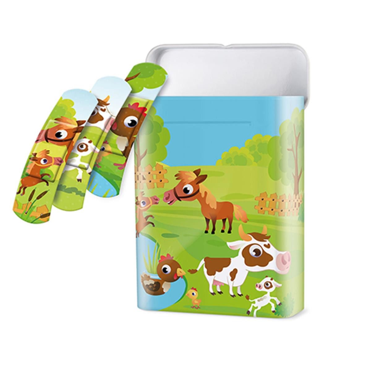 LifeMed Wundpflaster 40 "Lifemed" Pflaster-Strips Box 6,0 cm x 1,7 cm "Farmtiere" (Stück, 40 St., Pflaster-Strips), pflasterverband Kinderpflaster Kunterbunt Fingerverband