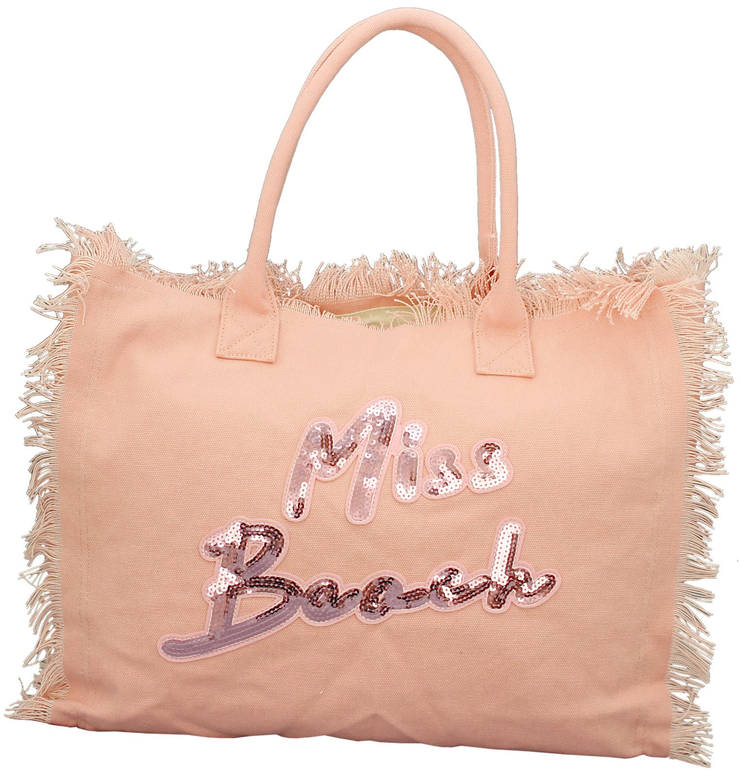 Miss Beach Strandtasche - Badetasche mit Reißverschluss - Shopper aus Canvas - 29 Liter