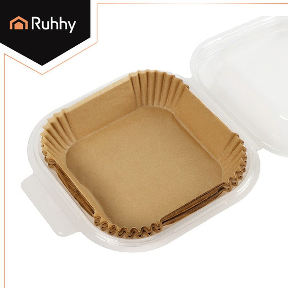 Ruhhy Frittiereinsatz Papiereinlage Heißluftfritteuse Unterlage, (Spar-Set, 100-tlg), Einwegschalen für stressfreies Kochen ohne Schrubben – Bild 4 von 5