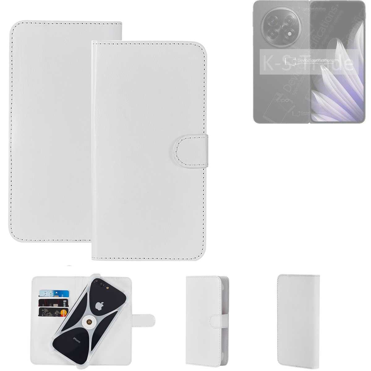 K-S-Trade Handyhülle für Oppo Find N5 CPH2671, Handy Hülle Schutz Hülle Cover Case Bookstyle Bumper weiß 1x