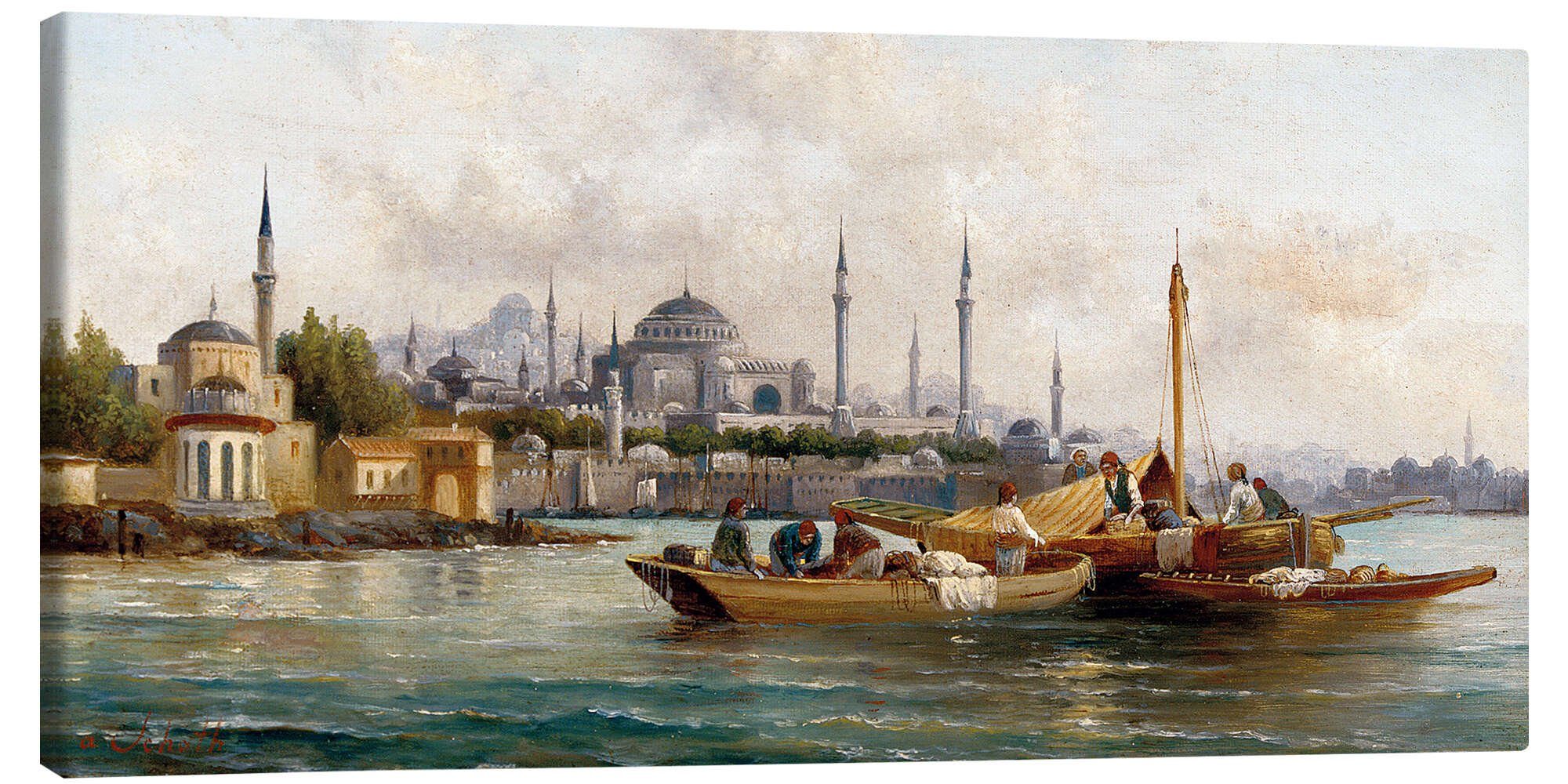 Posterlounge Leinwandbild Anton Schoth, Handelsschiffe vor der Hagia Sophia, Istanbul, Malerei