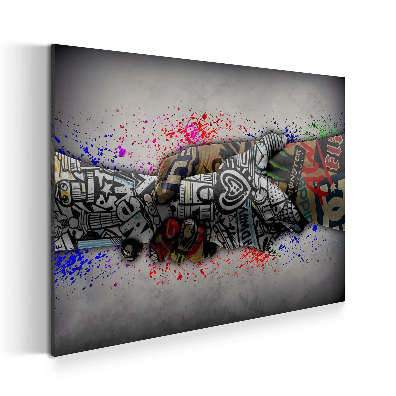 Artedinoi Leinwandbild Graffiti Street Art Hände Wandbild Leinwandbild Kunstdruck XL Wanddeko, Hände, Graffiti