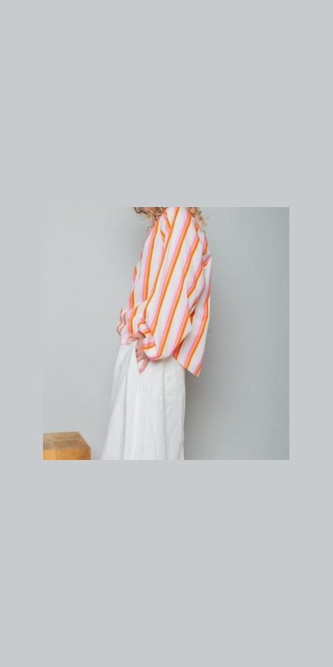 Emily Van Den Bergh Hemdbluse Bluse EMILY VAN DEN BERGH rosa orange Streifen