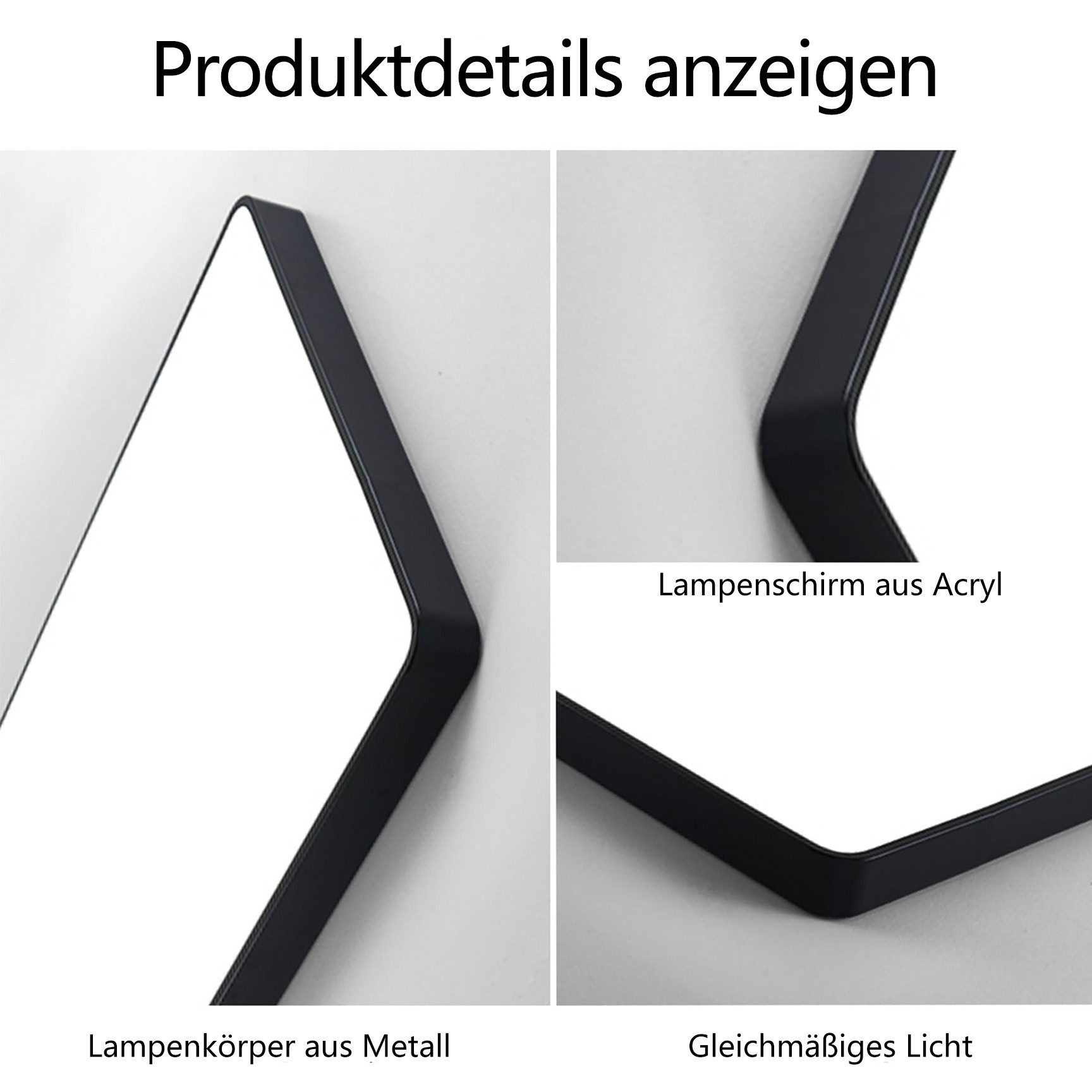 JDONG LED Deckenleuchte dimmbar mit Fernbedienung Rechteckig Weiß/Schwarz 65*43*5CM, LED fest integriert, Deckenlampe 72W, für Wohnzimmer Schlafzimmer Esszimmer – Bild 5 von 5