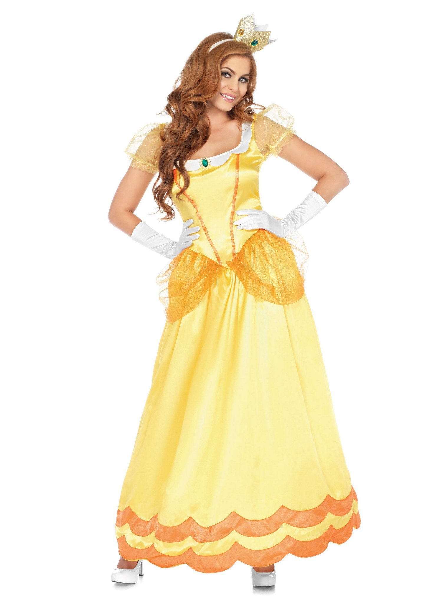 Leg Avenue Prinzessin-Kostüm Gänseblümchen Prinzessin, Märchenhaftes Kostüm im Stil von Prinzessin Daisy aus 'Super Mario'