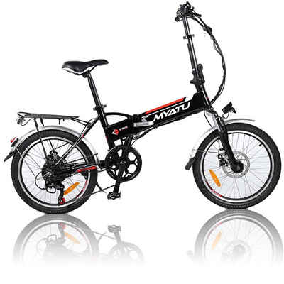 Myatu E-Bike Elektro-Faltrad, 20'' faltbares Elektrofahrrad, 7 Gang SHIMANO, Kettenschaltung, 375,00 Wh Batterie